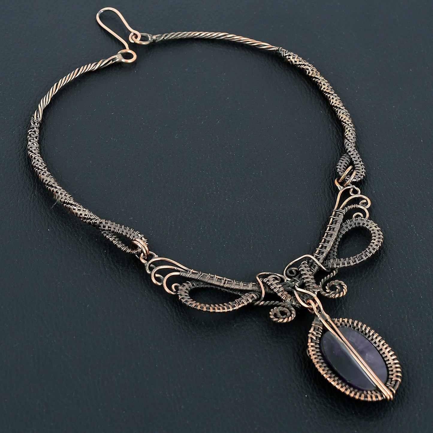 Purple Amethyst Gemstone Copper Pendant