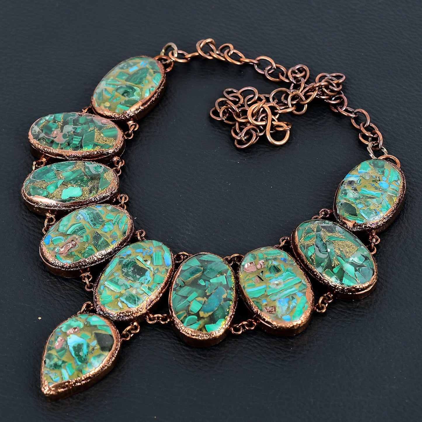Green-Blue Malachite Azurite Gemstone Necklace