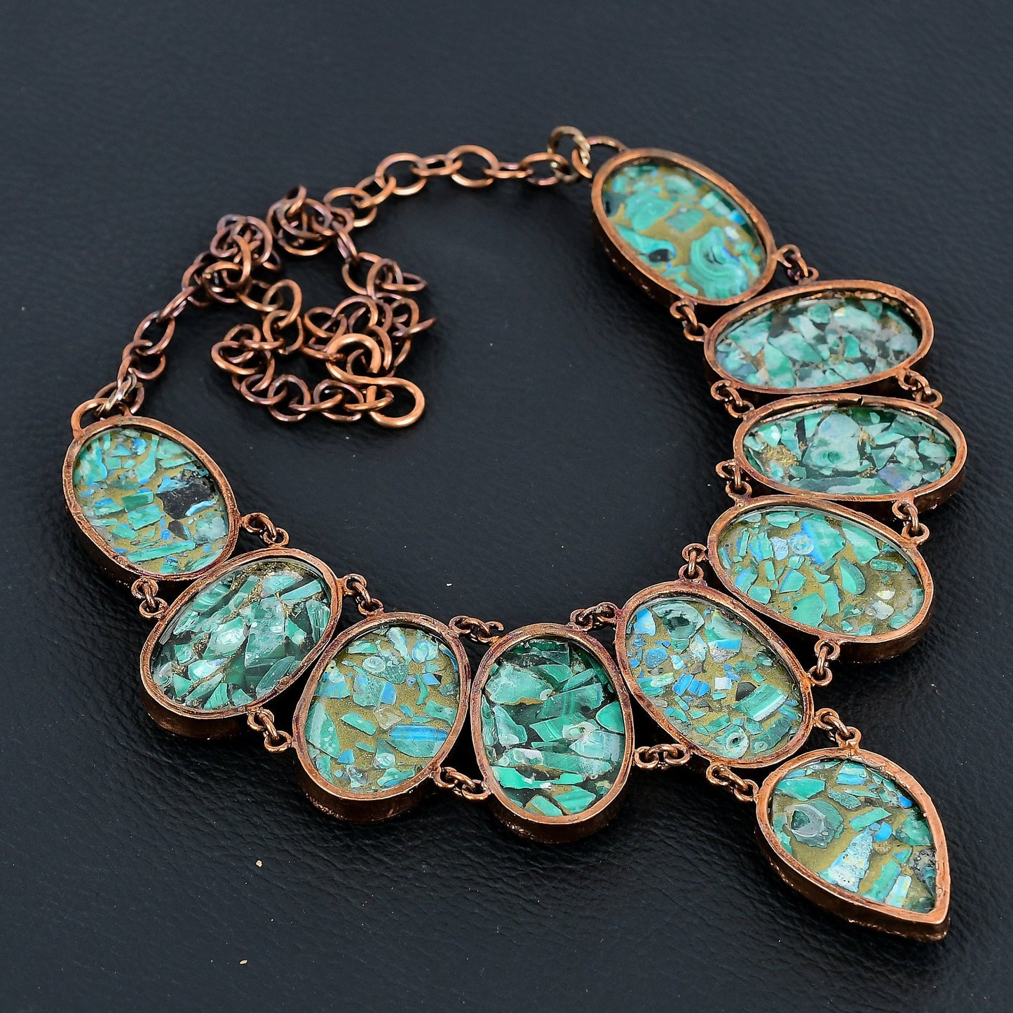 Green-Blue Malachite Azurite Gemstone Necklace