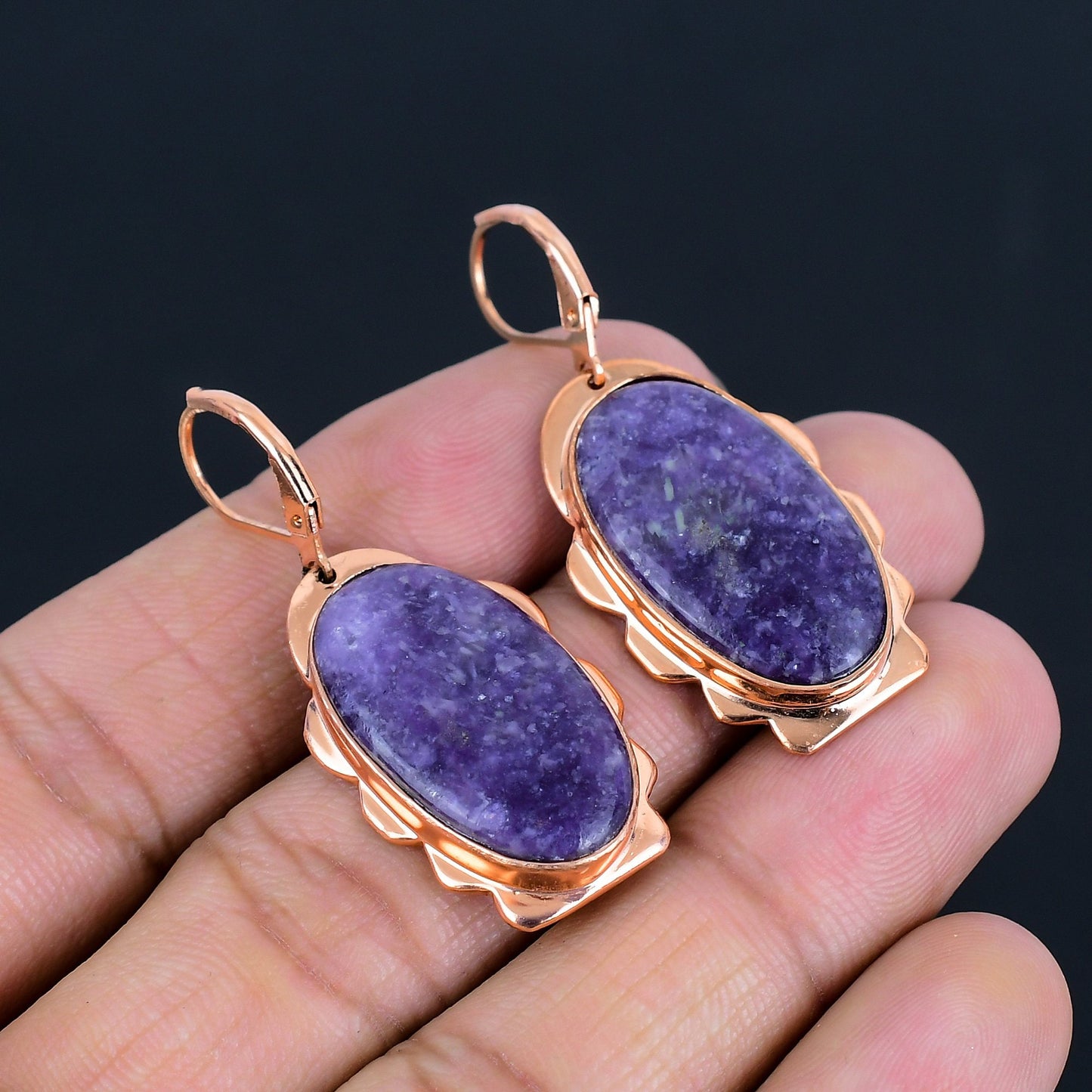 Purple Lepidolite Gemstone Earrings