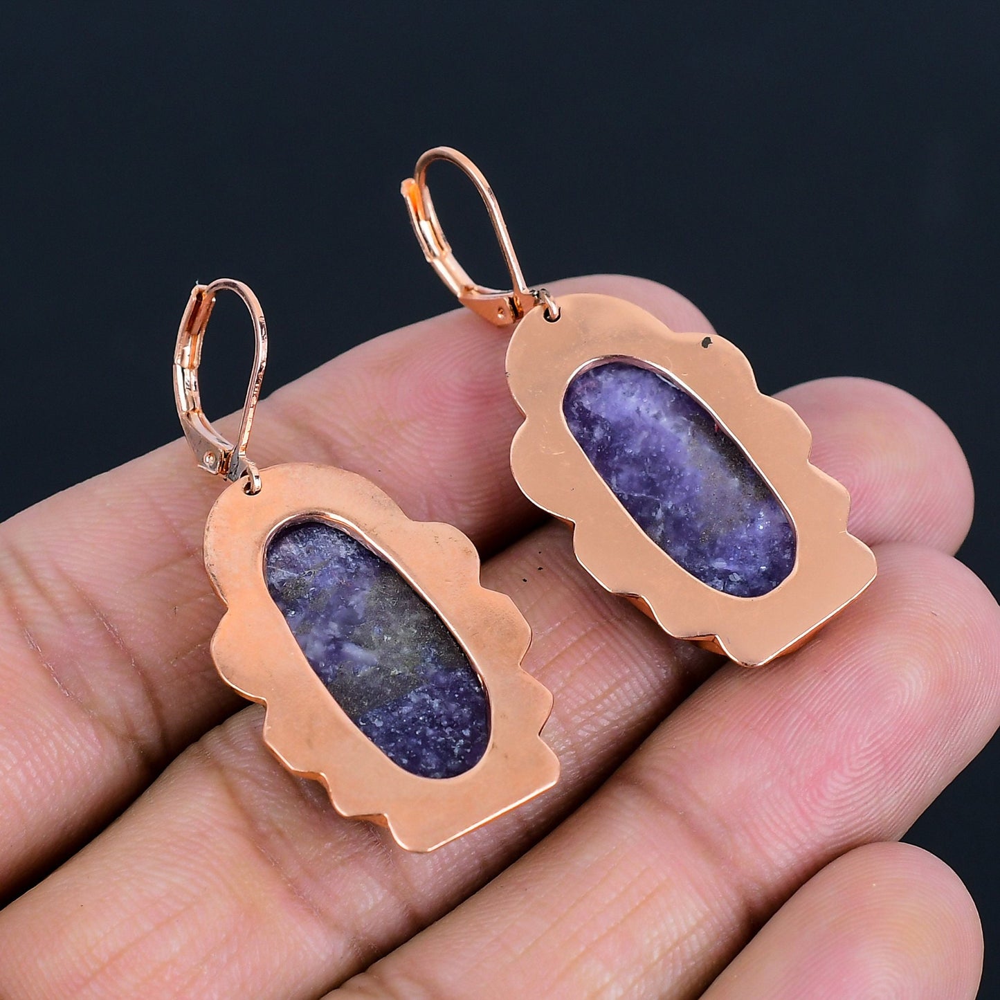 Purple Lepidolite Gemstone Earrings