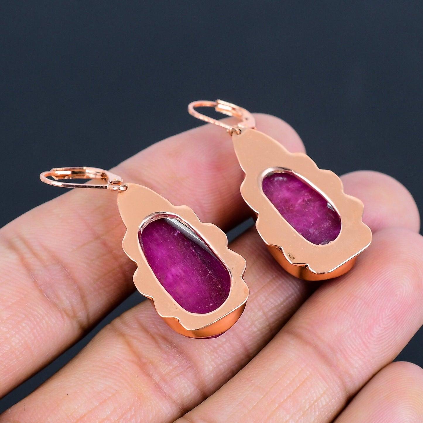 Kashmiri Red Ruby Gemstone Earrings