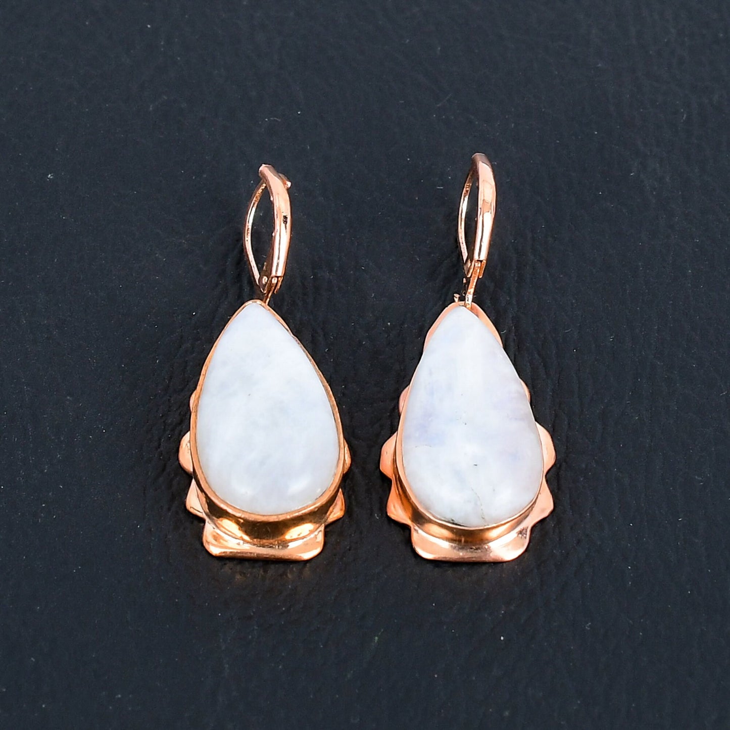 Rainbow Moonstone Gemstone Copper Earrings