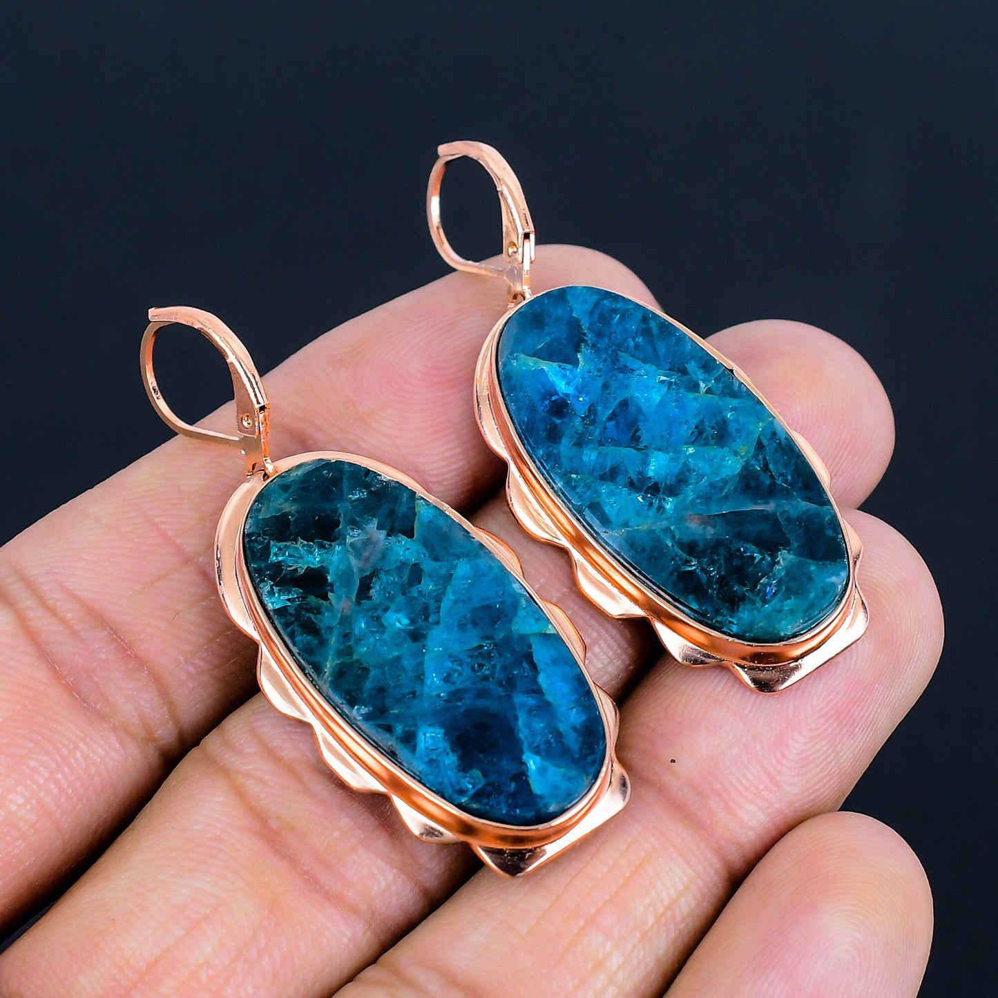 Neon Blue Apatite Gemstone Earrings