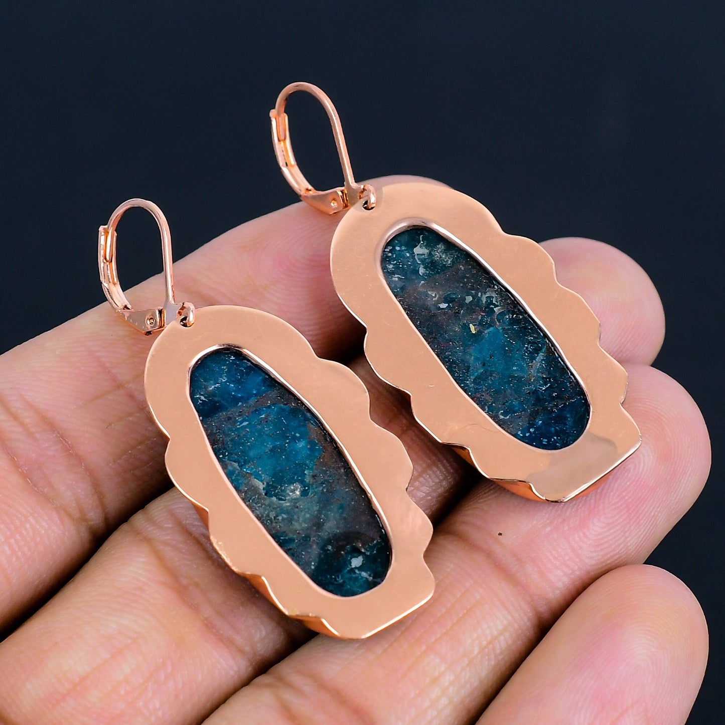 Neon Blue Apatite Gemstone Earrings