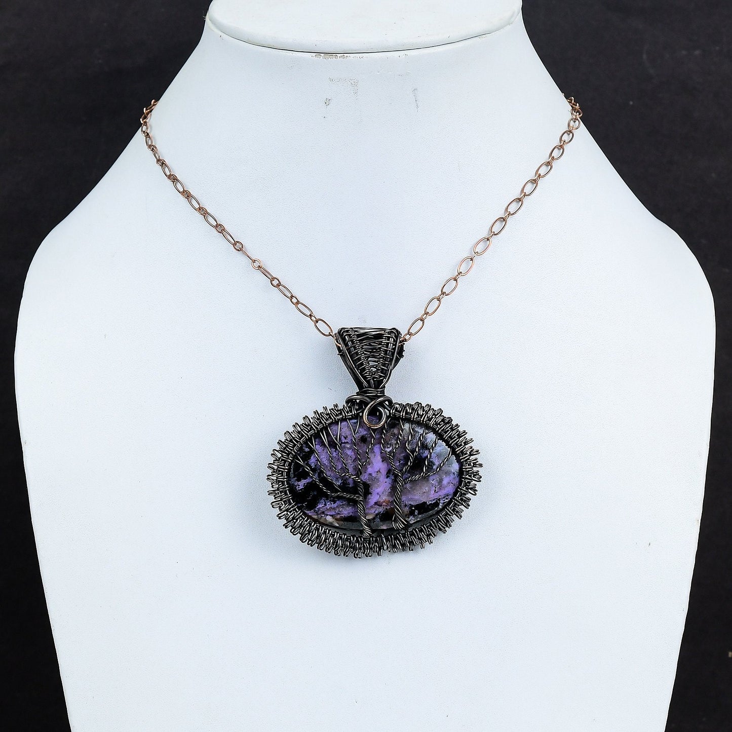 Purple Charoite Gemstone Tree of Life Pendant