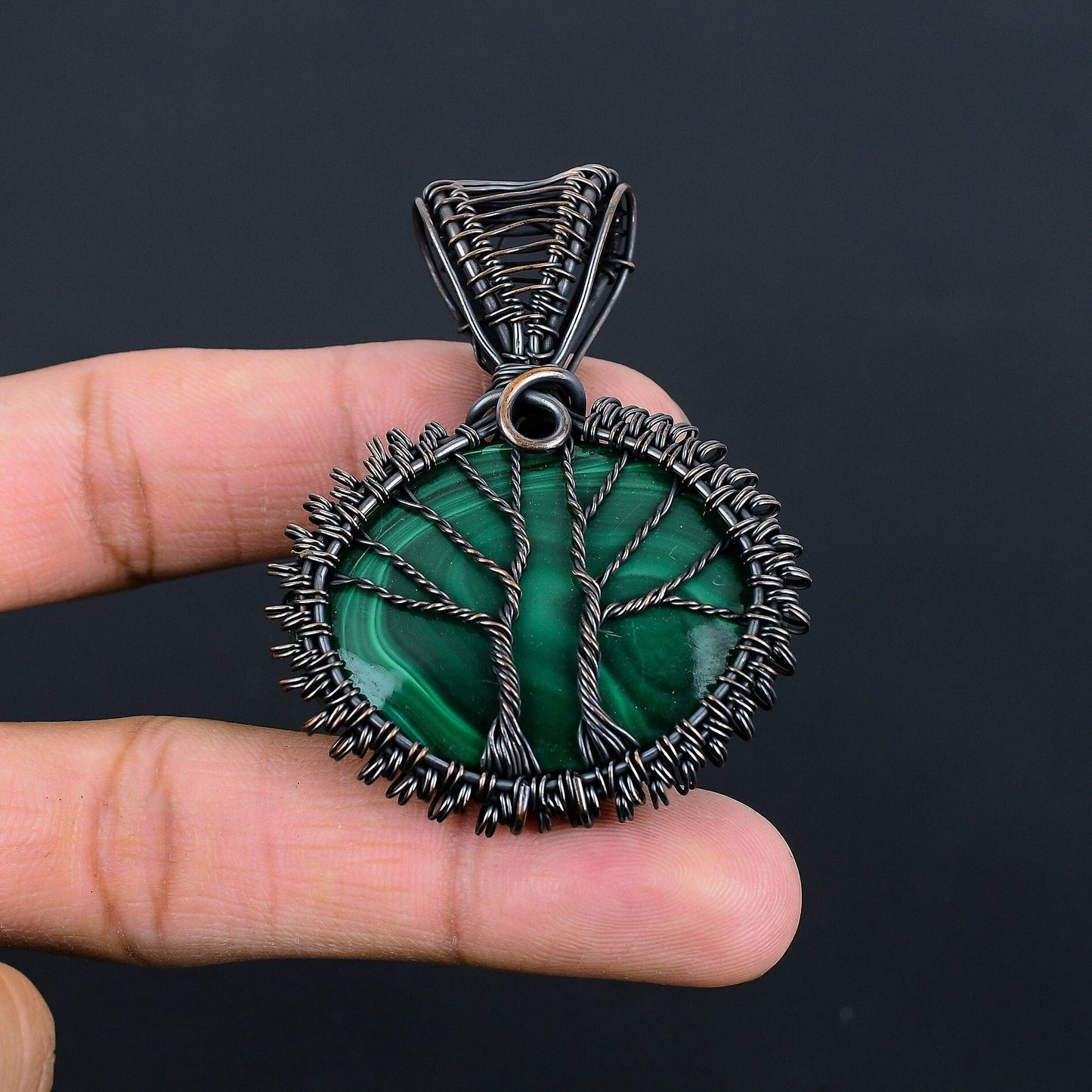 Green Malachite Gemstone Pendant