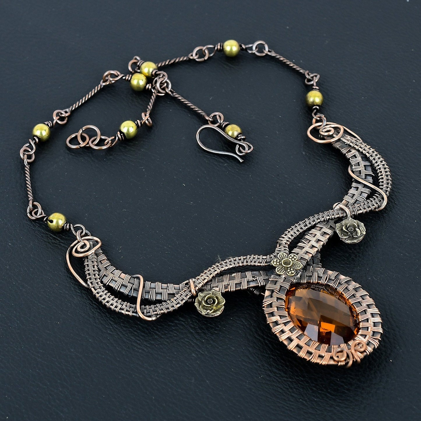 Yellow Citrine Gemstone Copper Necklace
