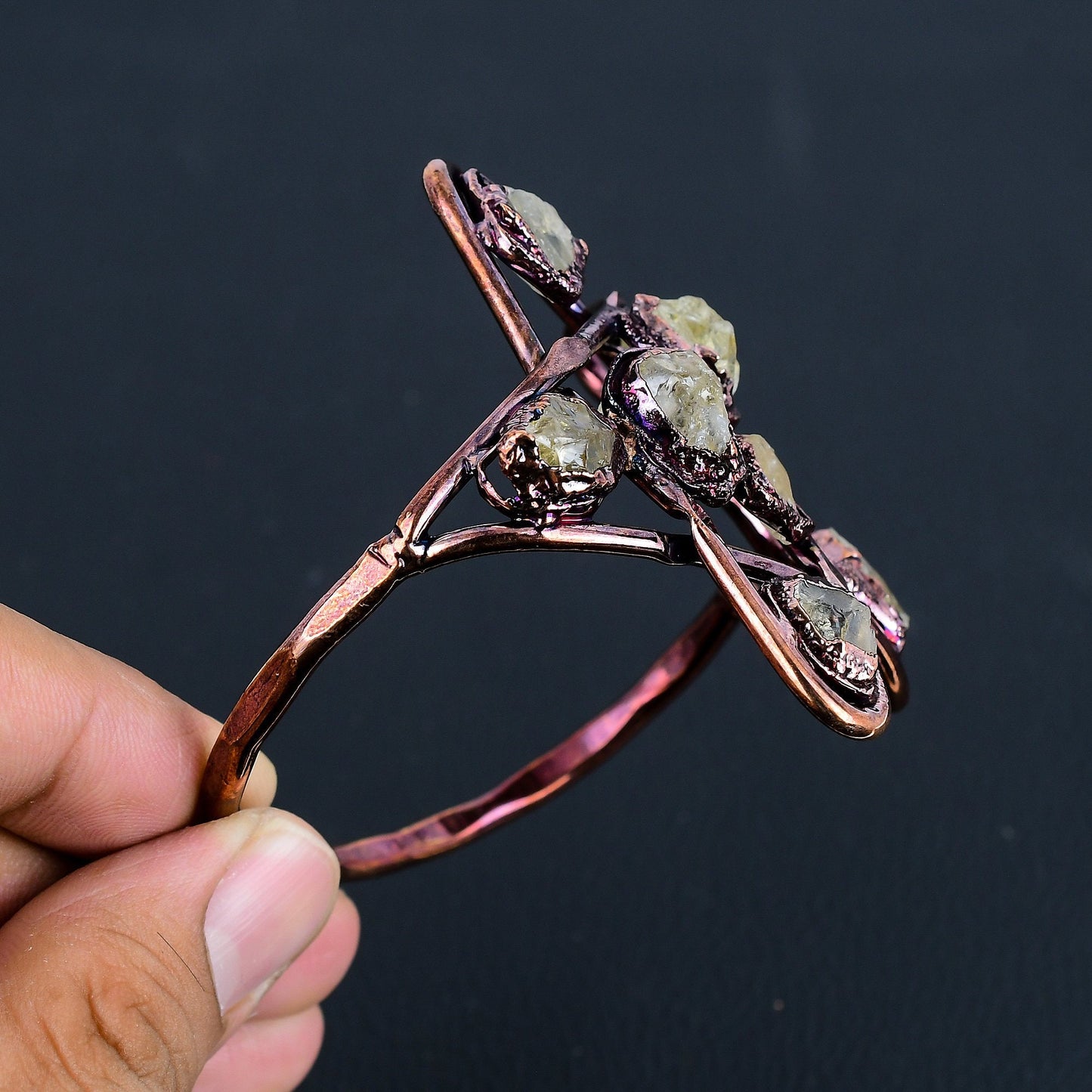 Copper Star Gemstone Cuff Bracelet