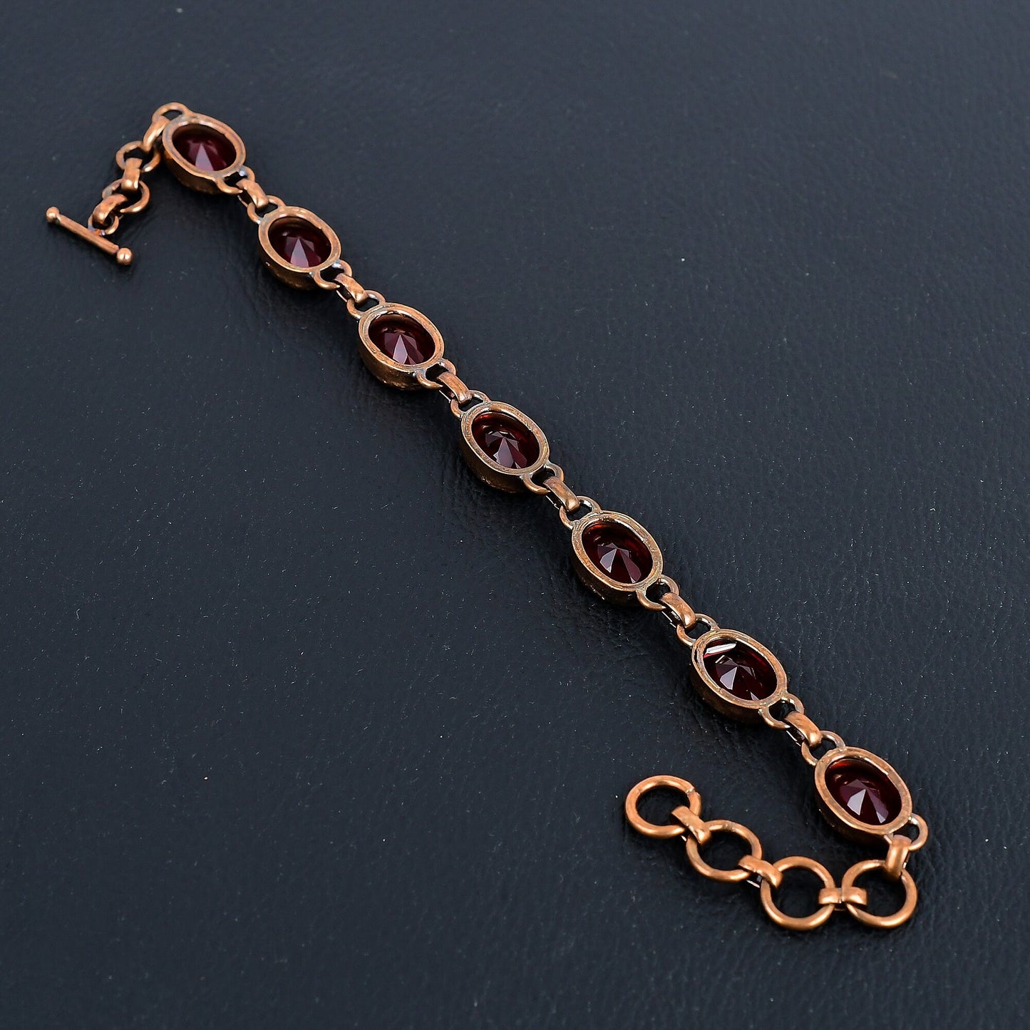 Red Garnet Gemstone Adjustable Copper Bracelet