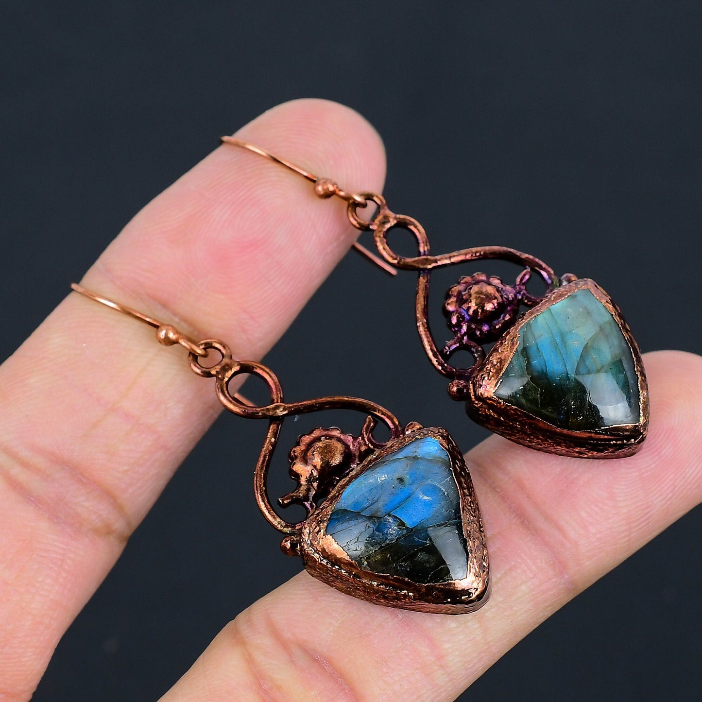 Blue Labradorite Gemstone Earrings