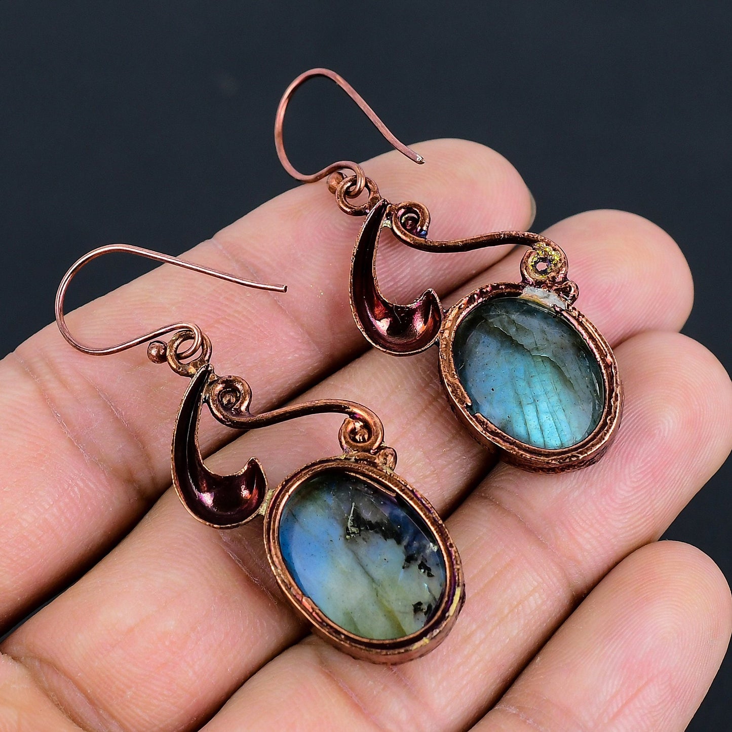 Blue Labradorite Gemstone Earrings