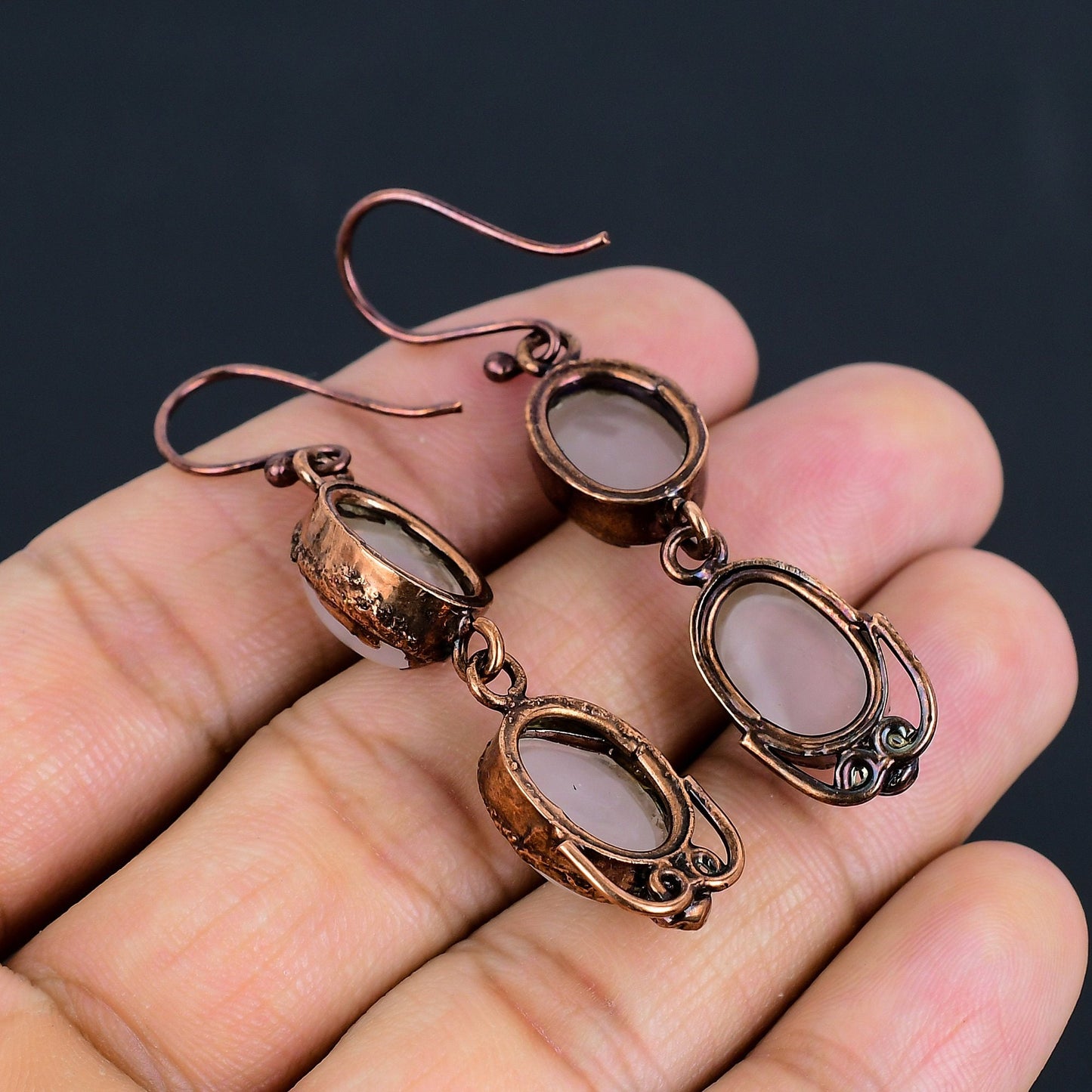 Pink Rose Quartz Gemstone Earrings