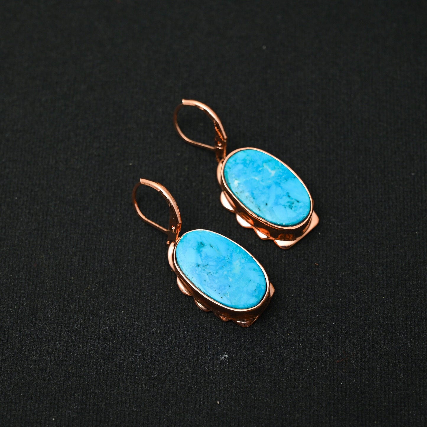 Turquoise Gemstone Copper Lever Back Earrings