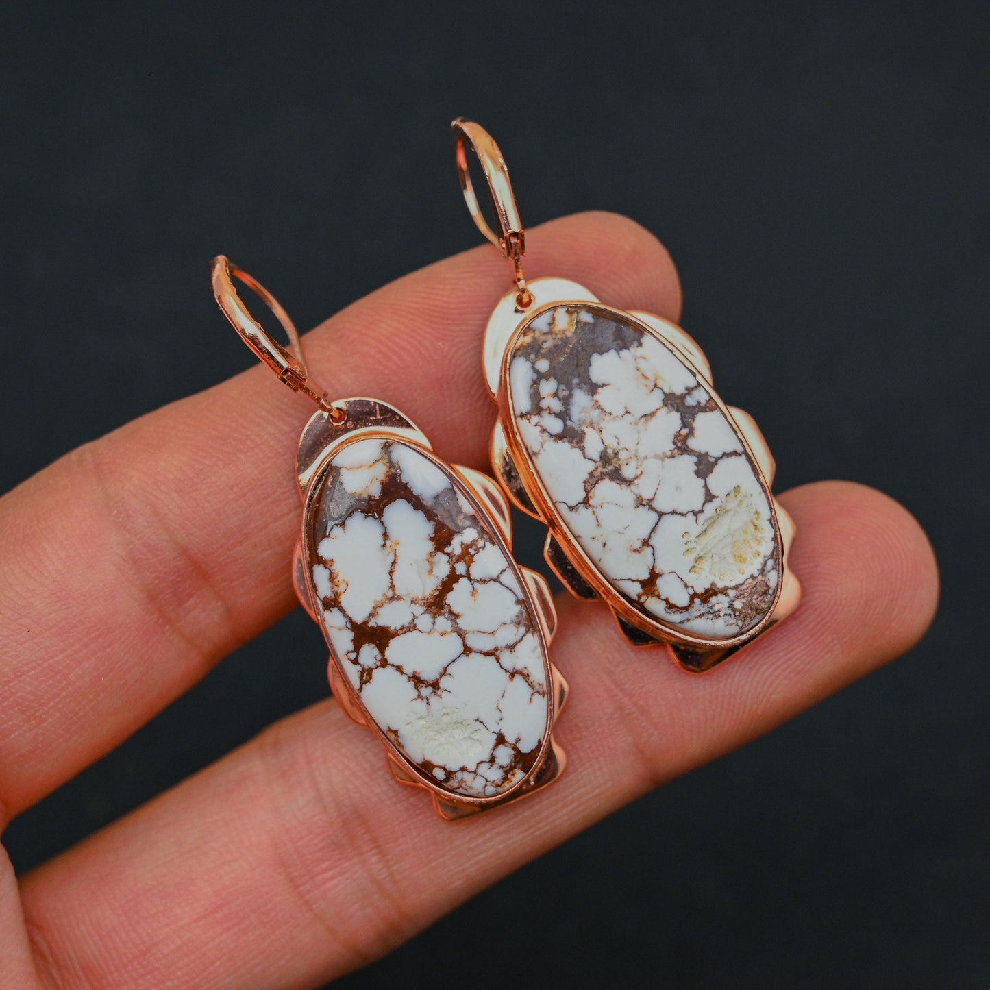Turquoise Gemstone Copper Earrings