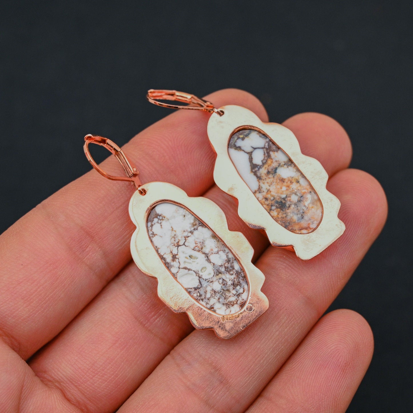 Turquoise Gemstone Copper Earrings