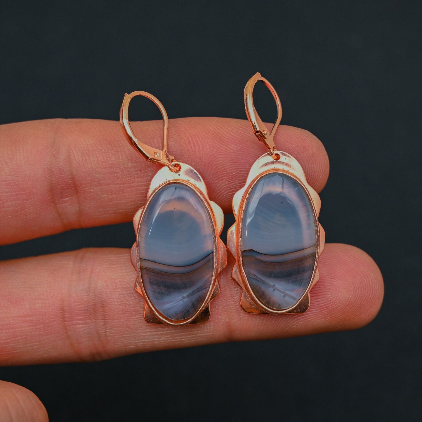 Brown Montana Agate Gemstone Earrings