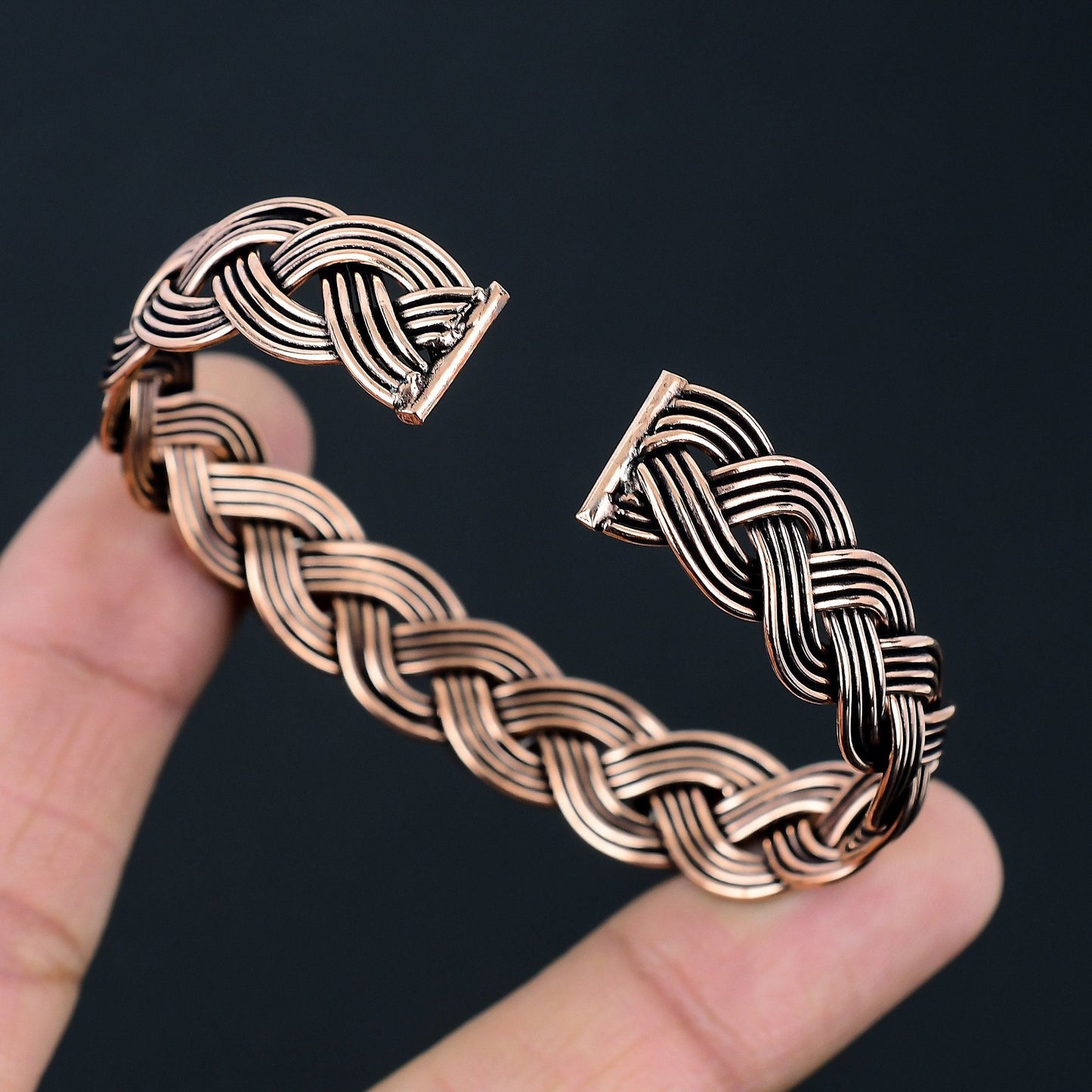 Red Garnet Gemstone Copper Wire Cuff Bracelet