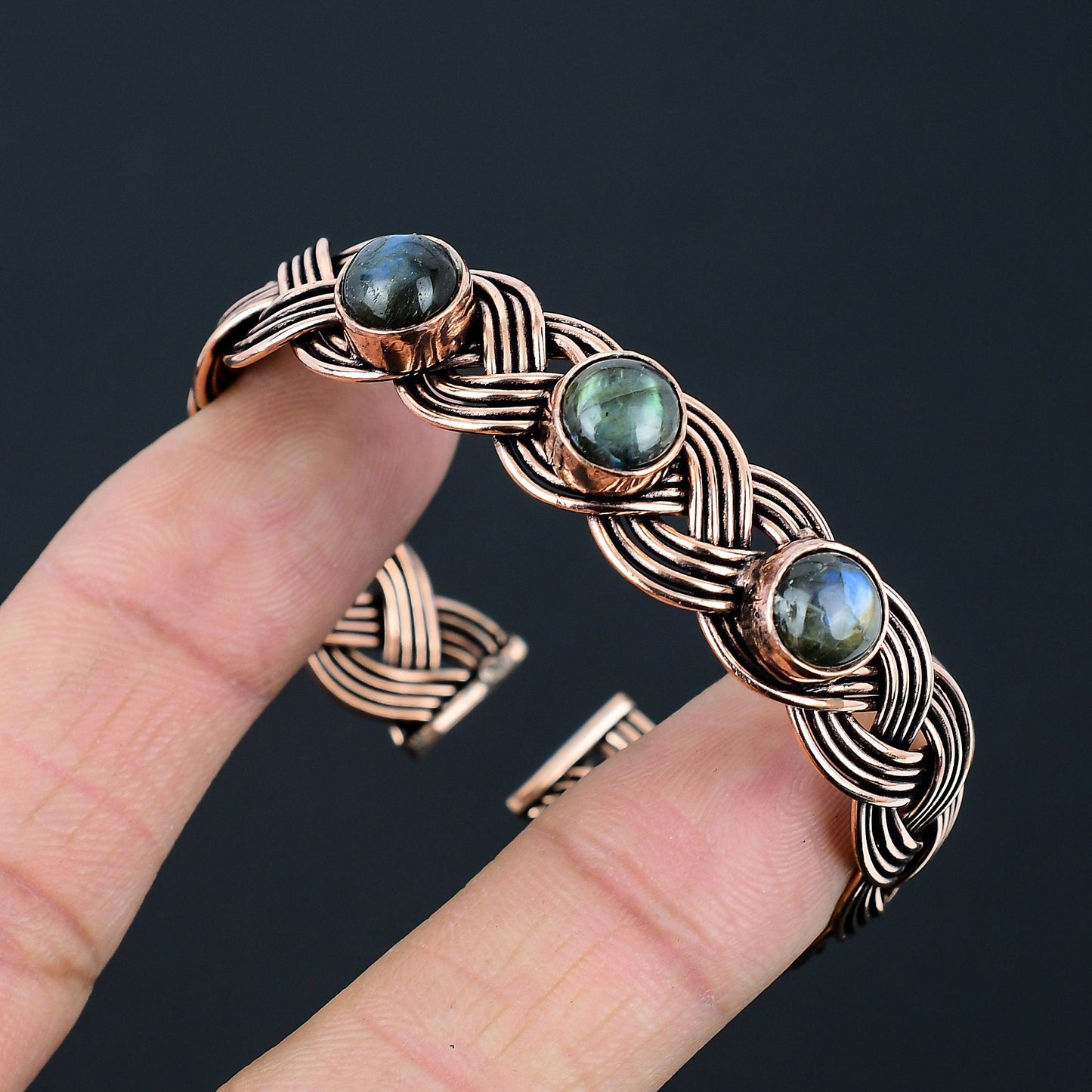 Blue Labradorite Gemstone Cuff Bracelet
