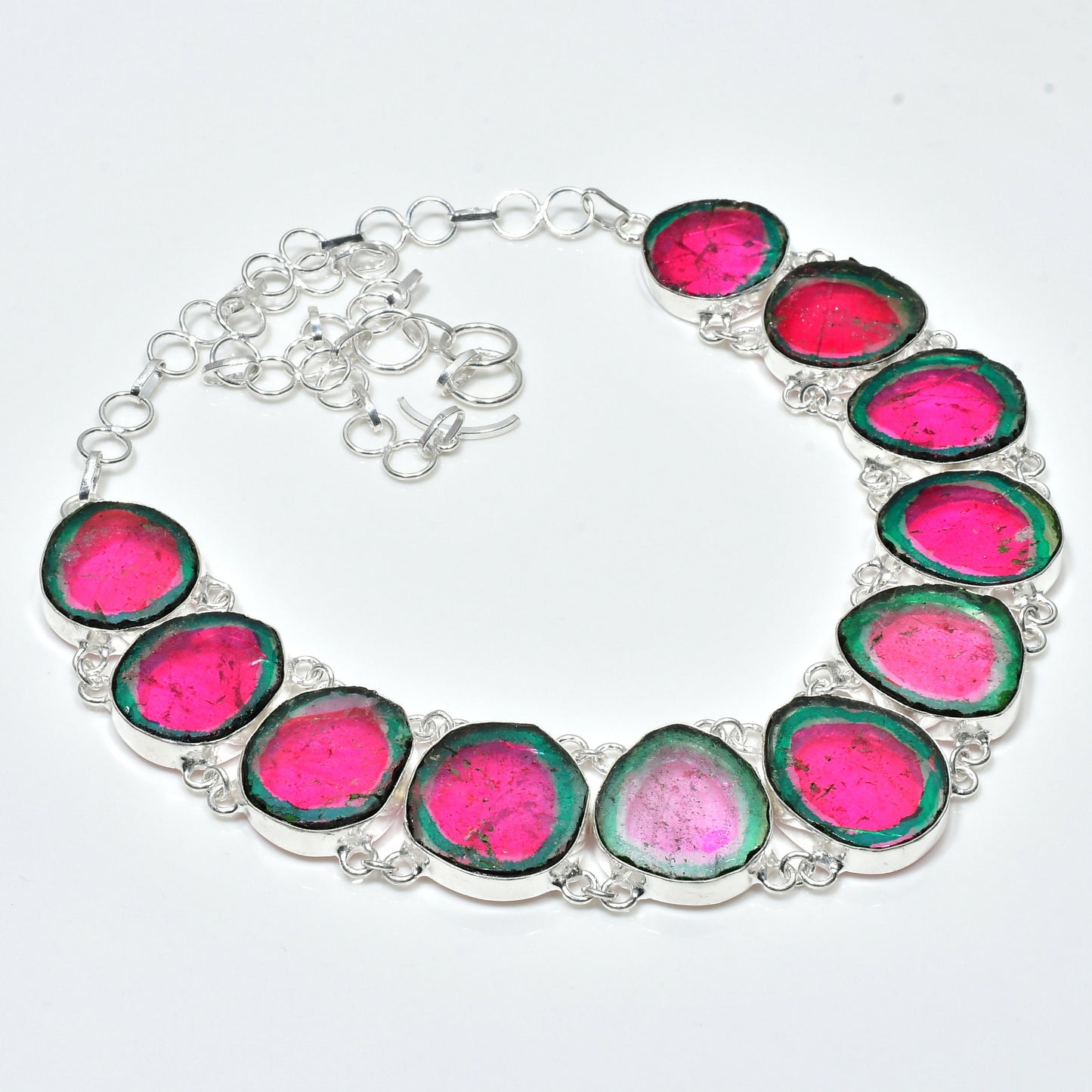 Watermelon Tourmaline Gemstone Bracelet & Necklace Set
