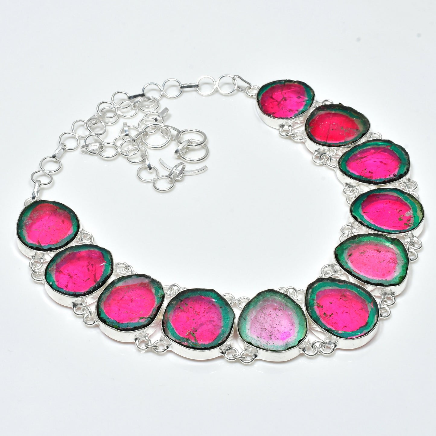 Watermelon Tourmaline Gemstone Bracelet & Necklace Set