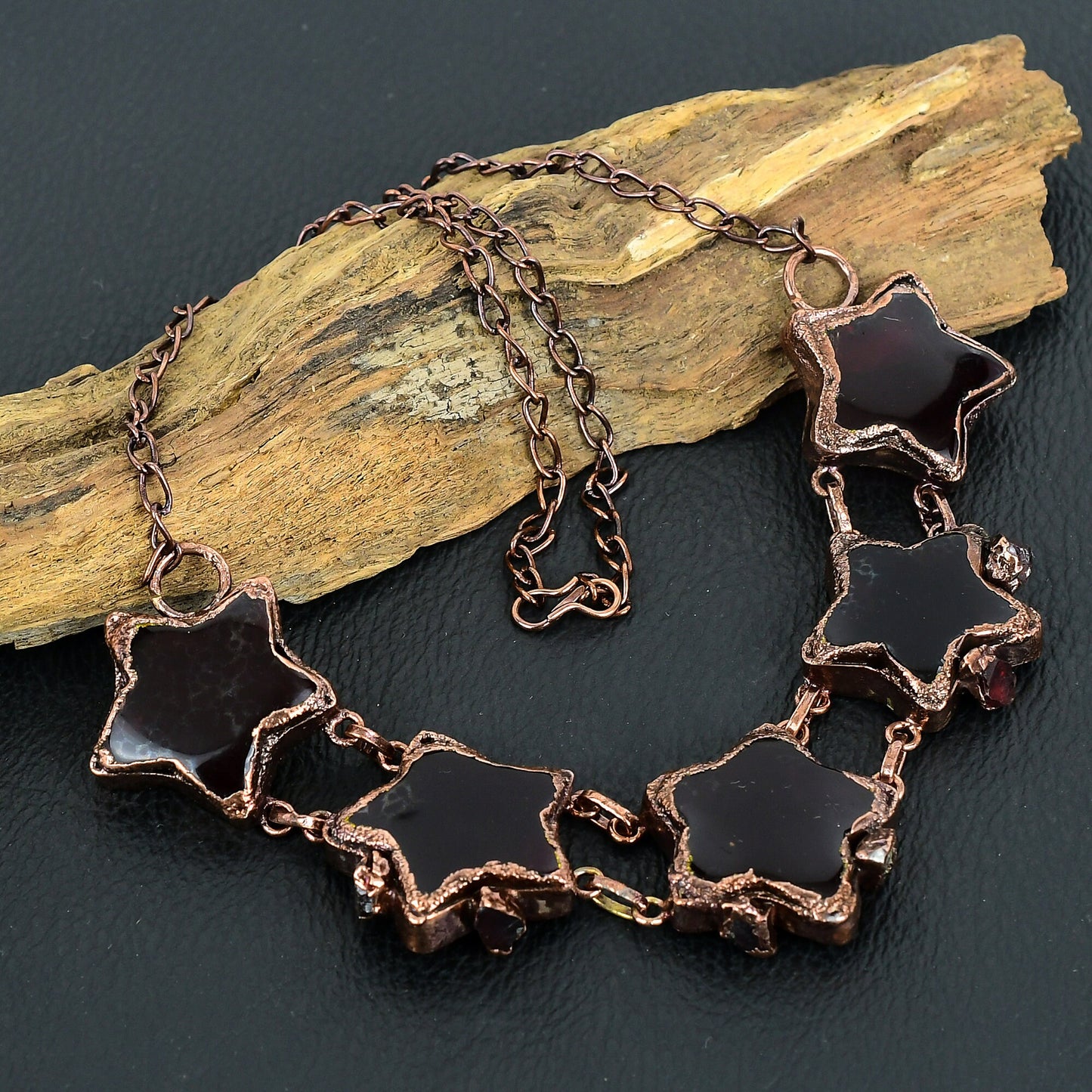 Red Garnet Gemstone Electroformed Necklace