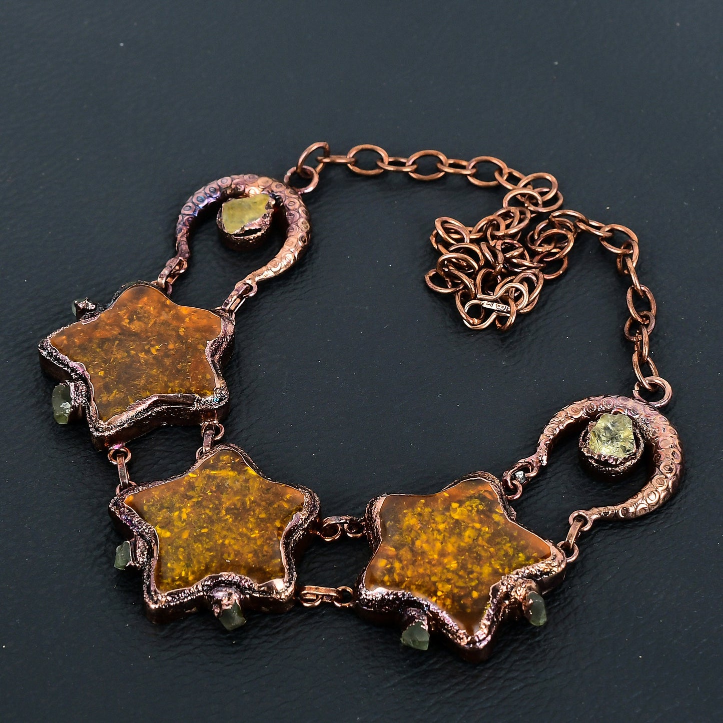 Golden Amber & Yellow Citrine Gemstone Necklace