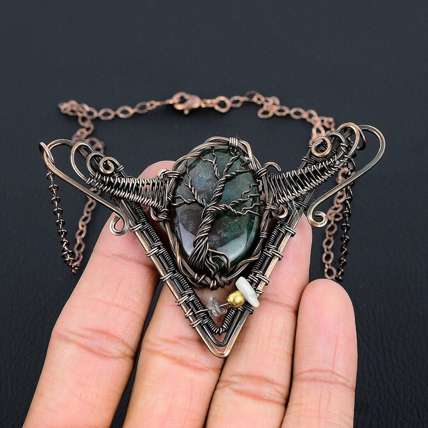Green Bloodstone Gemstone Necklace