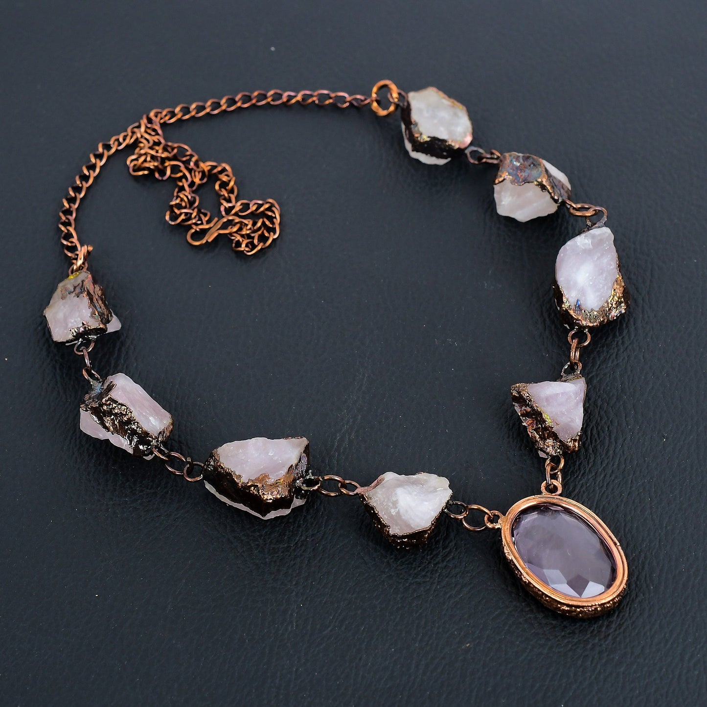 Pink Kunzite & Rose Quartz Gemstone Necklace