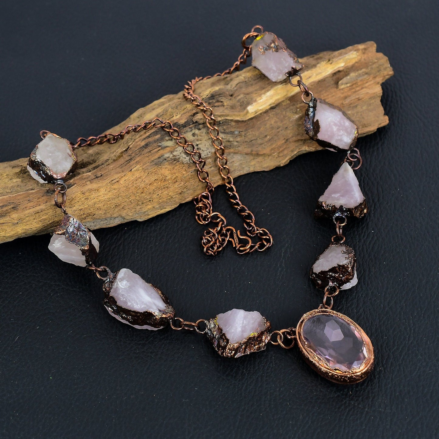 Pink Kunzite & Rose Quartz Gemstone Necklace