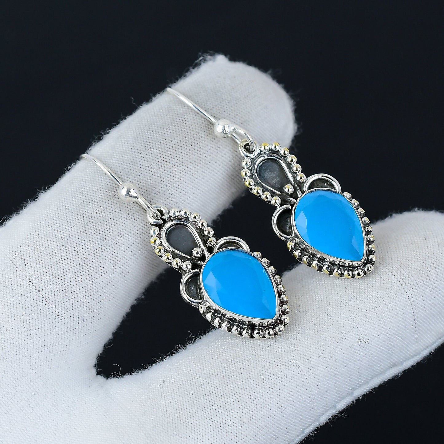 Blue Topaz Gemstone Earrings