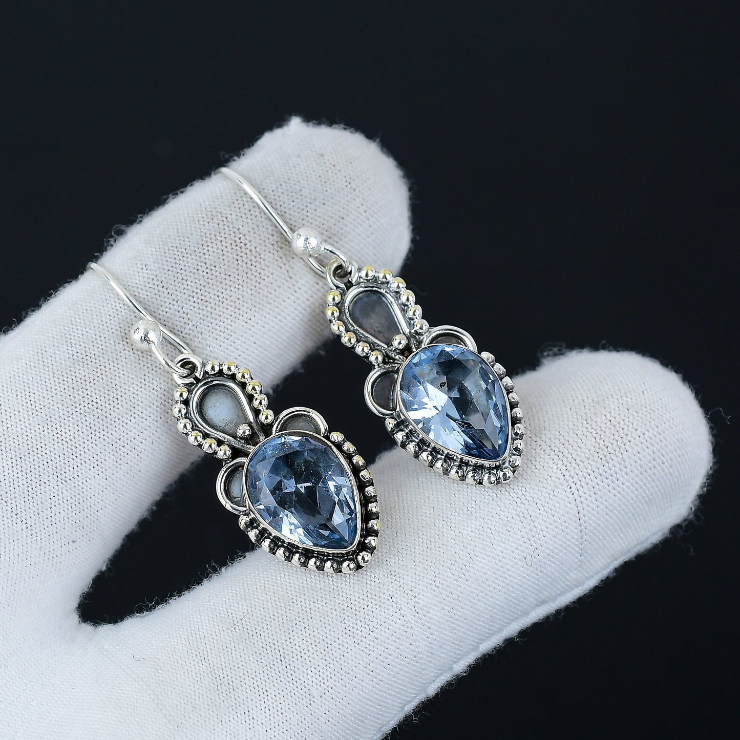 Blue Topaz Gemstone Earrings