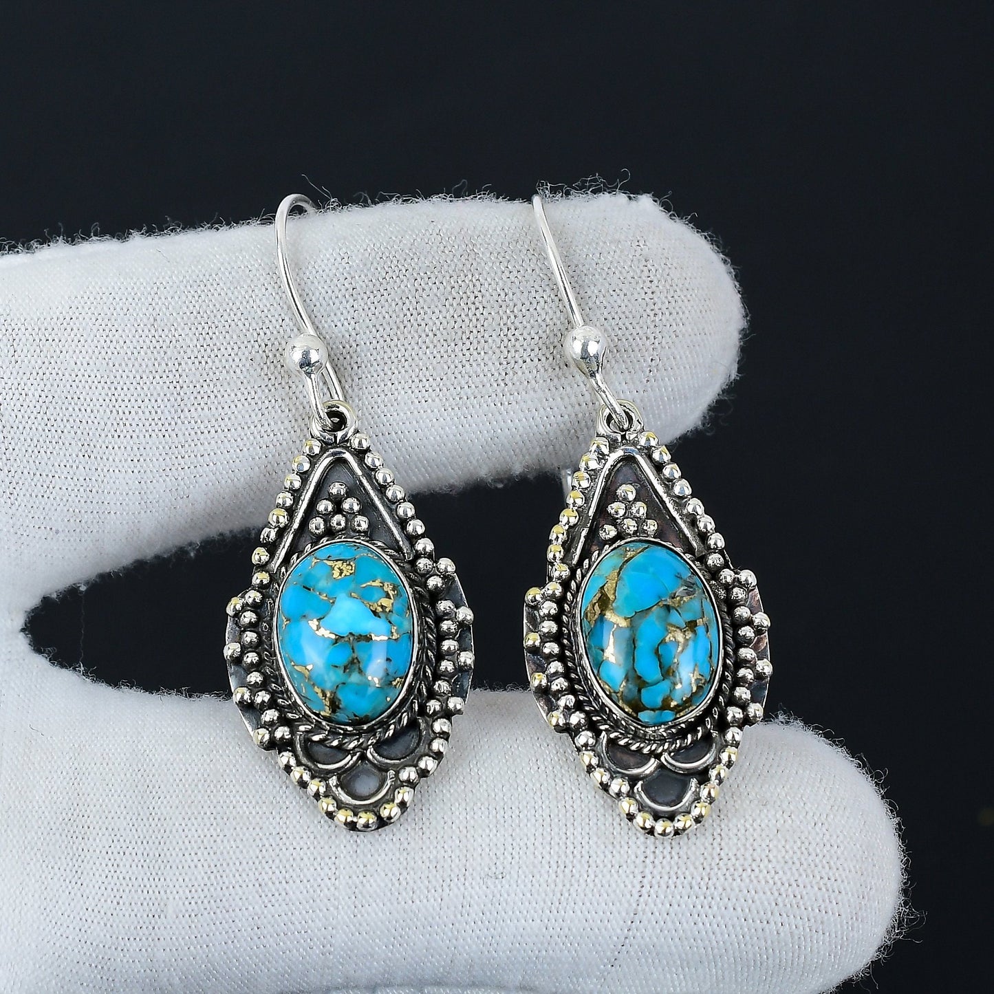 Orange Spiny Oyster Gemstone Earrings