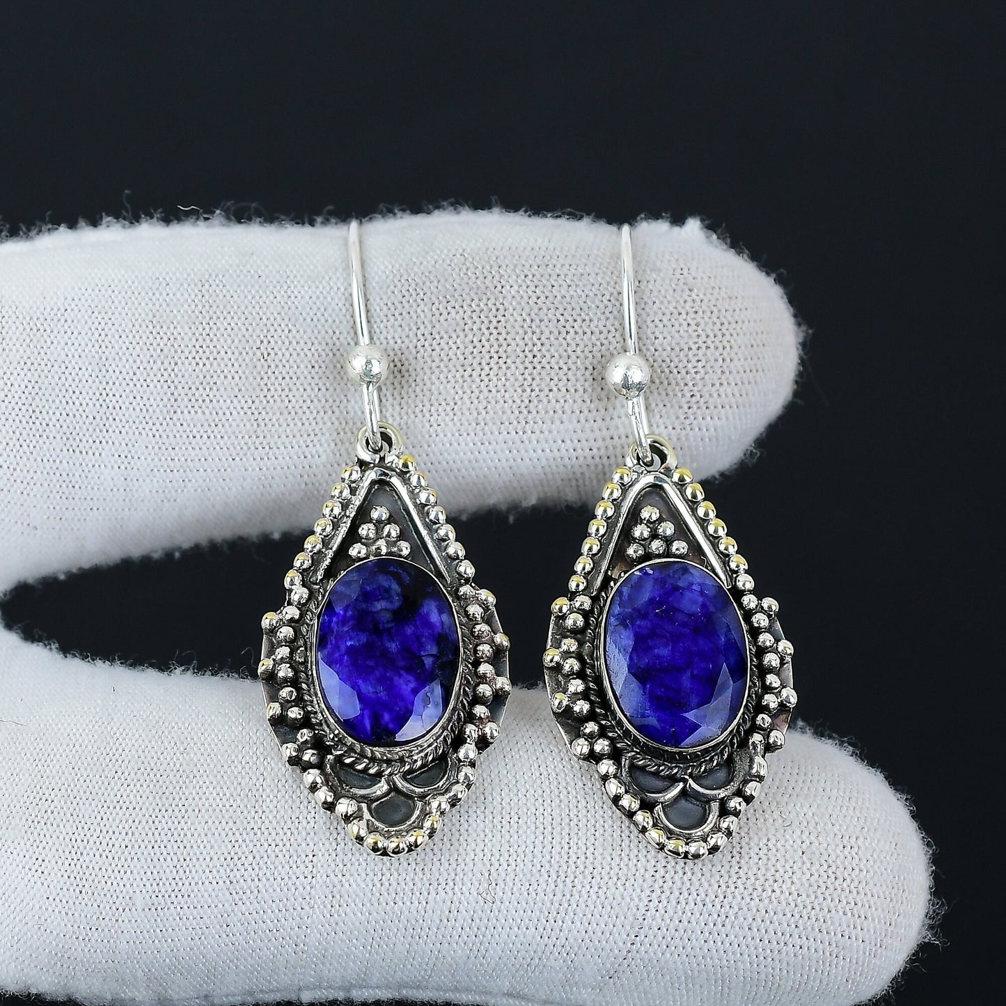 Emerald Gemstone Sterling Silver Earrings