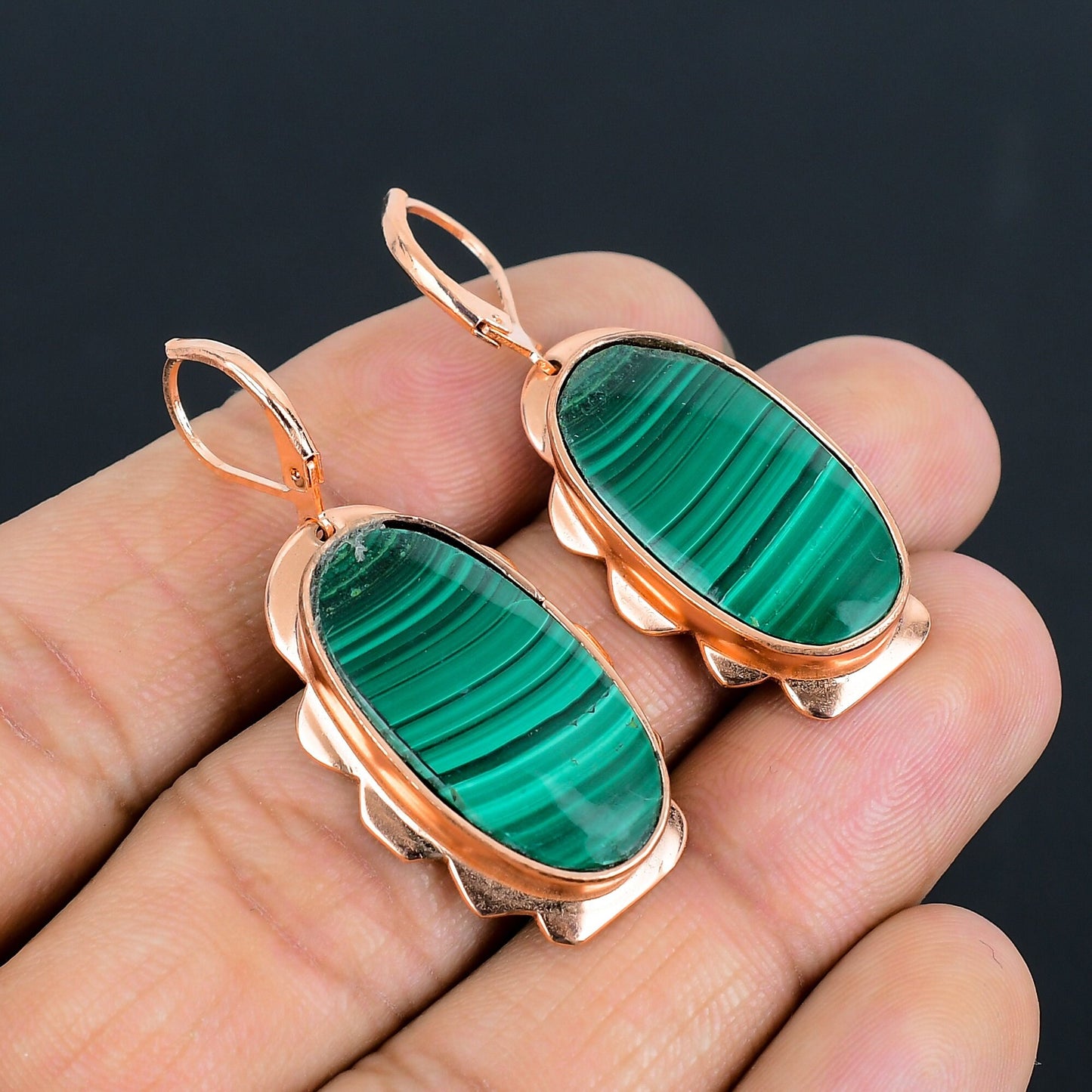 Green Malachite Gemstone Earrings