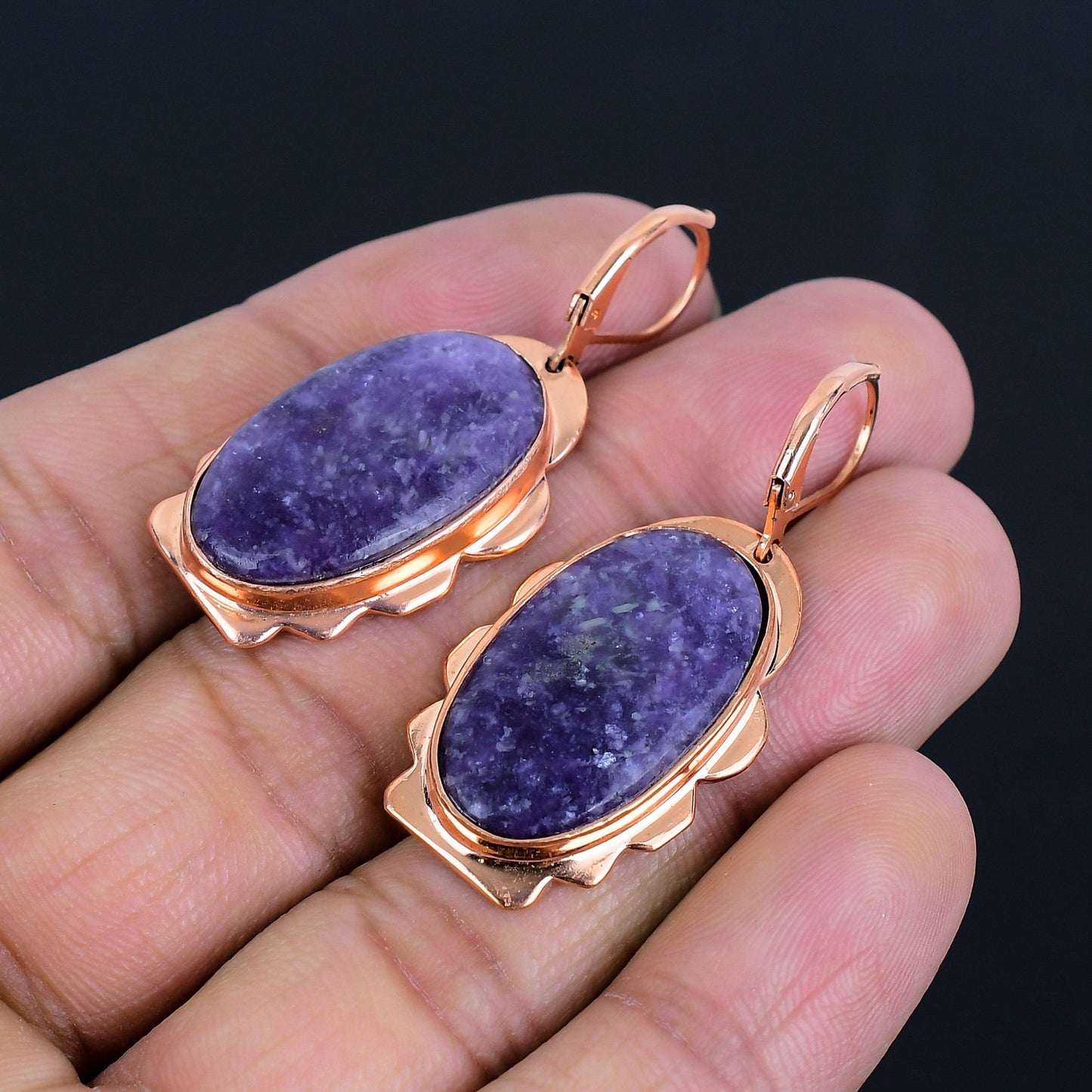 Purple Lepidolite Gemstone Earrings