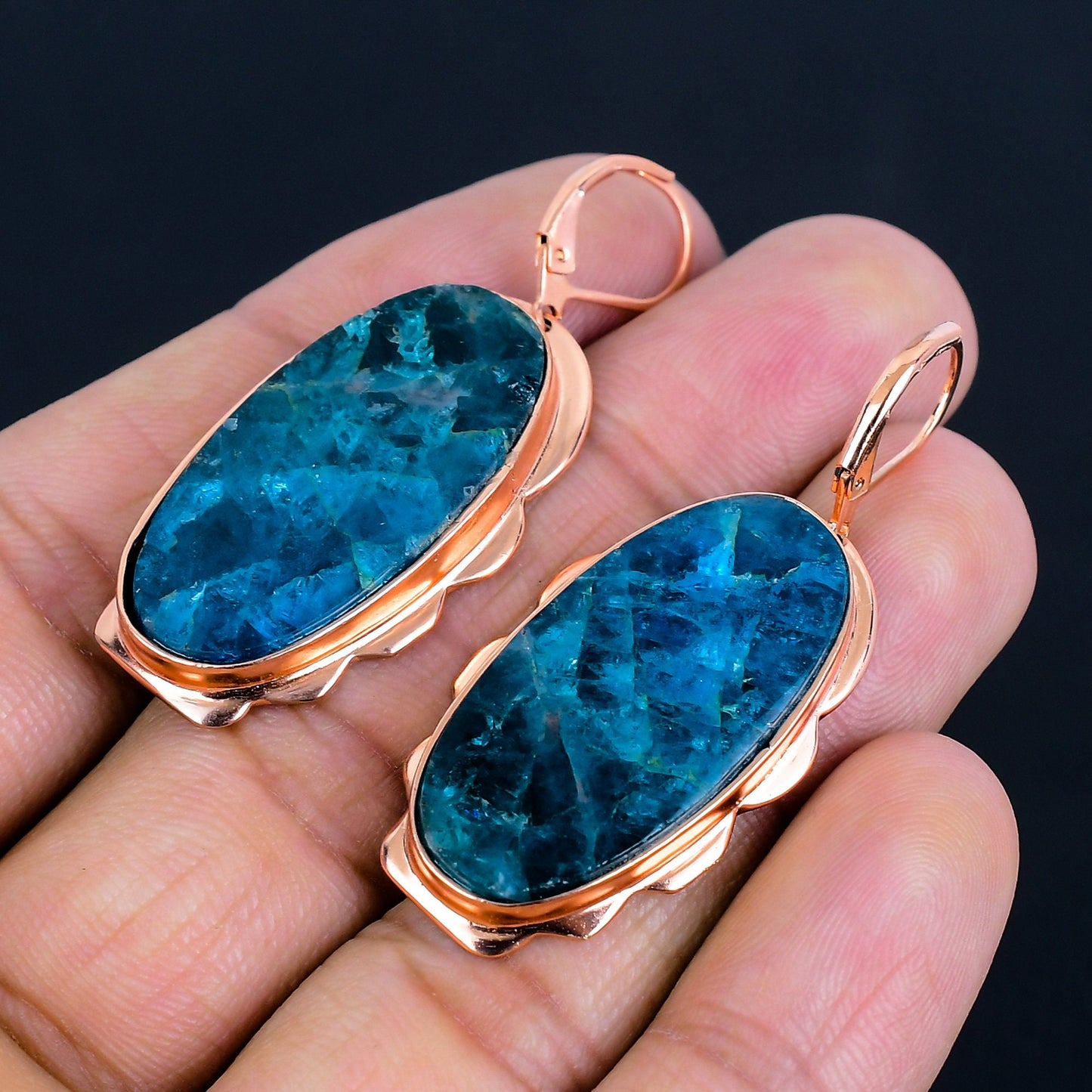 Neon Blue Apatite Gemstone Earrings