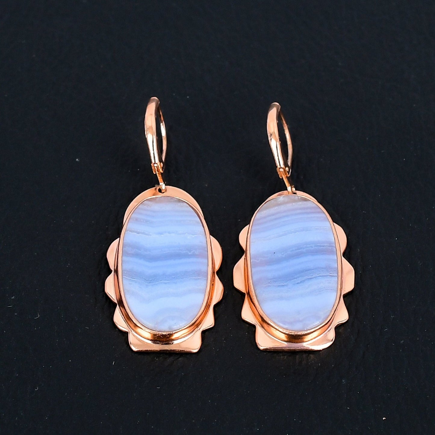 Blue Lace Agate Gemstone Earrings