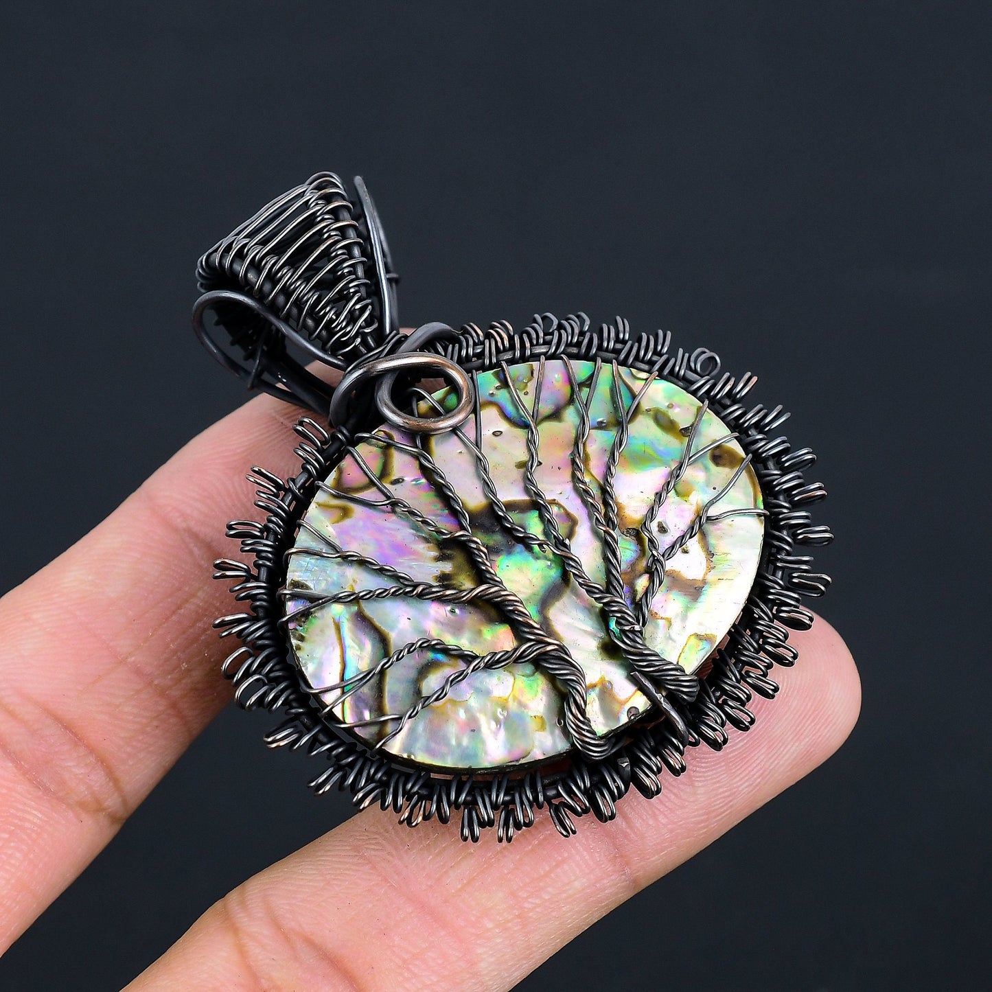 Copper Abalone Gemstone Pendant