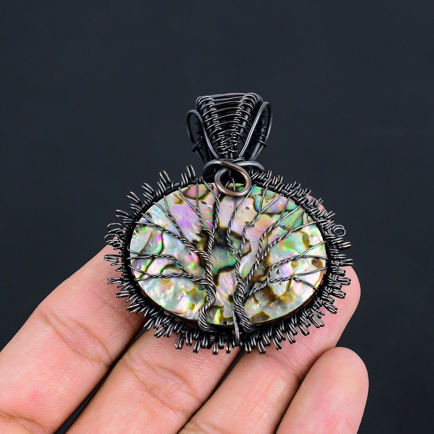Copper Abalone Gemstone Pendant