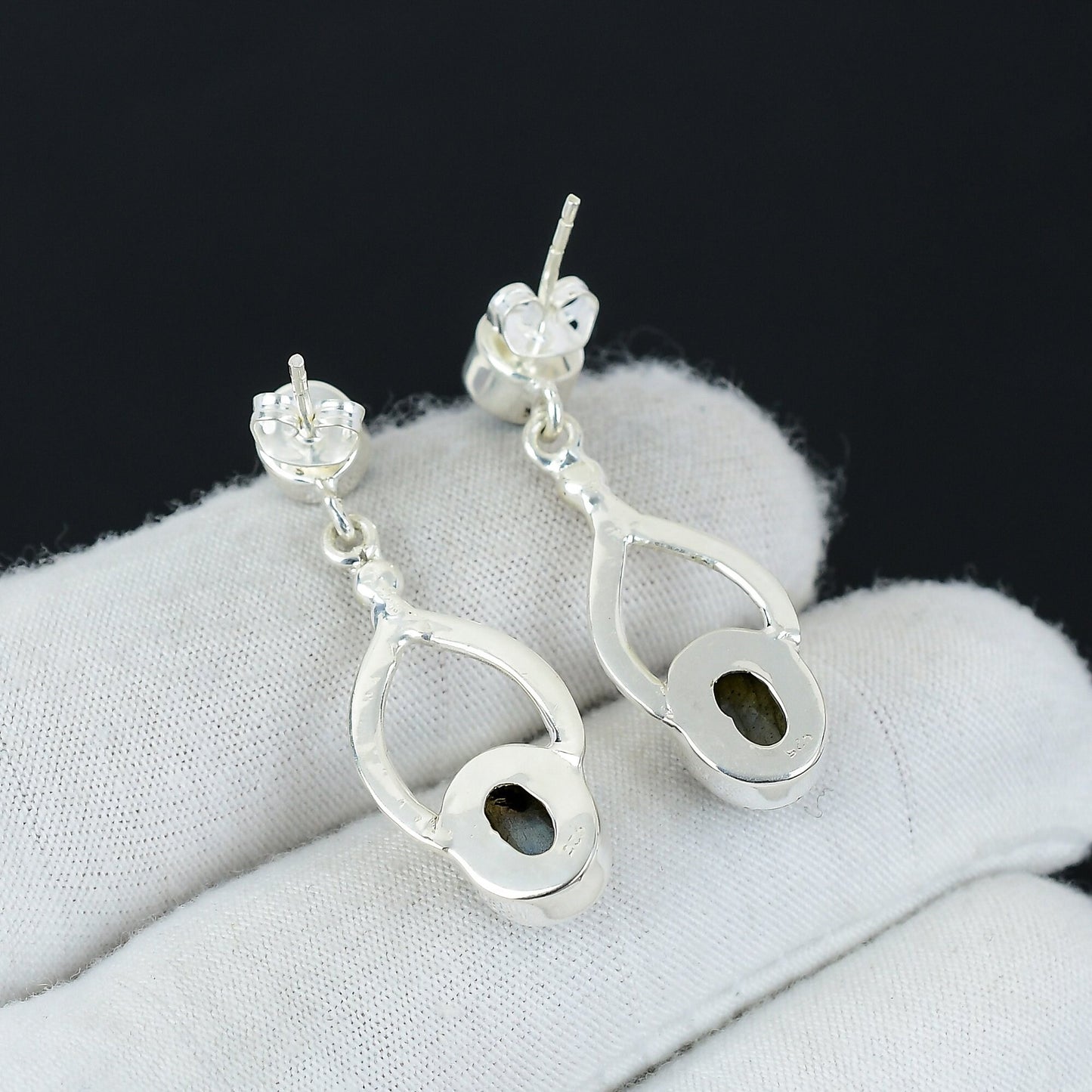 Blue Labradorite & Topaz Sterling Silver Earrings