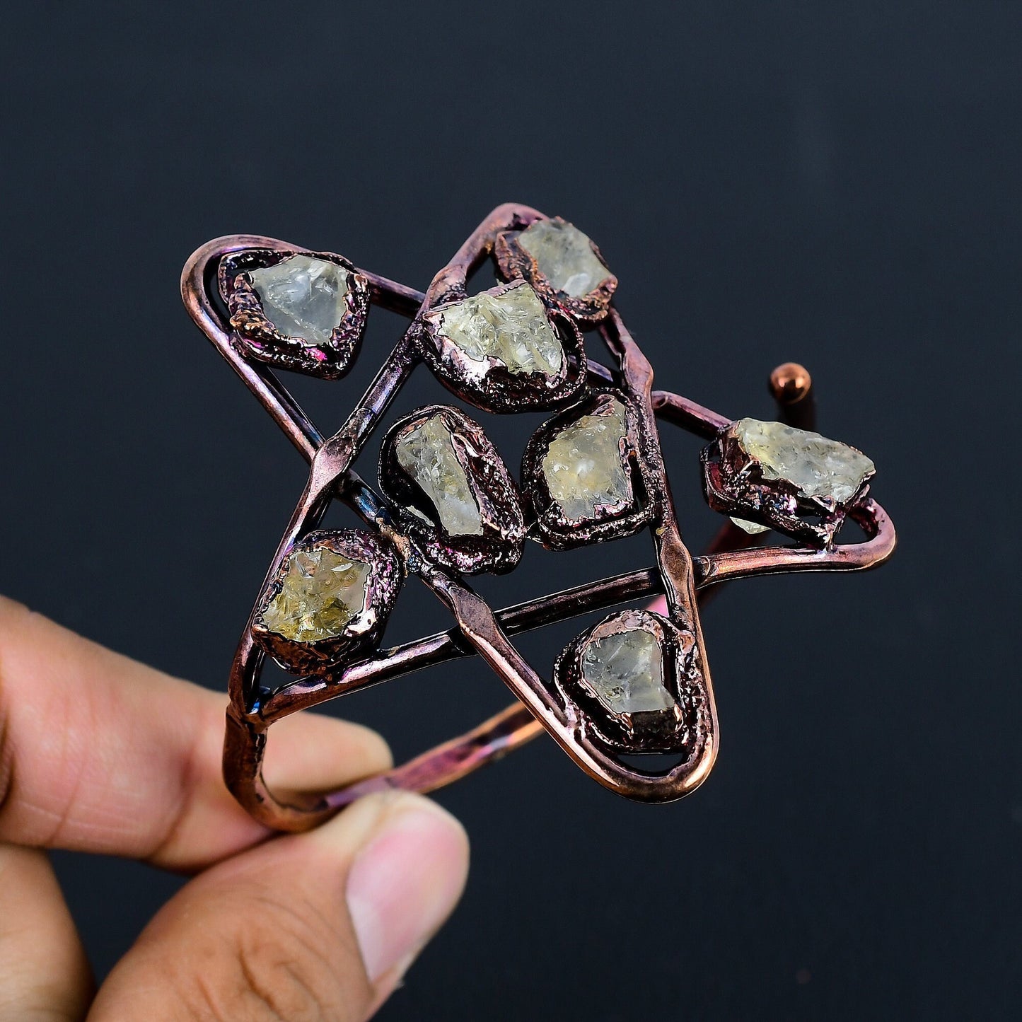 Copper Star Gemstone Cuff Bracelet