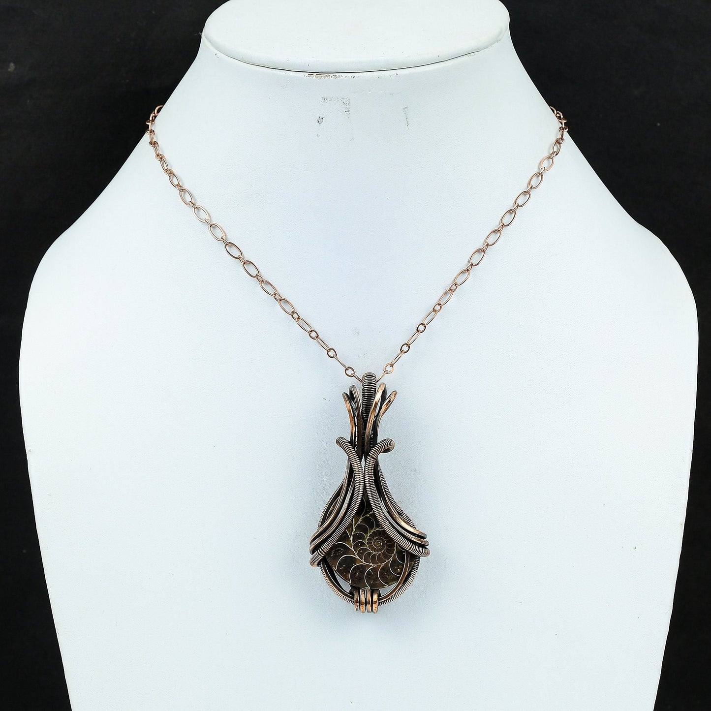 Copper Ammonite Gemstone Pendant