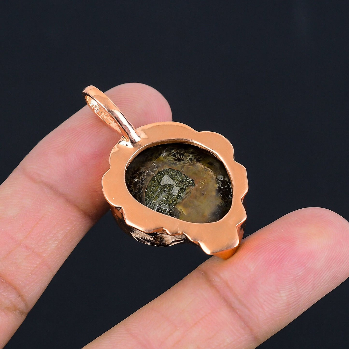 Copper Ammonite Gemstone Pendant