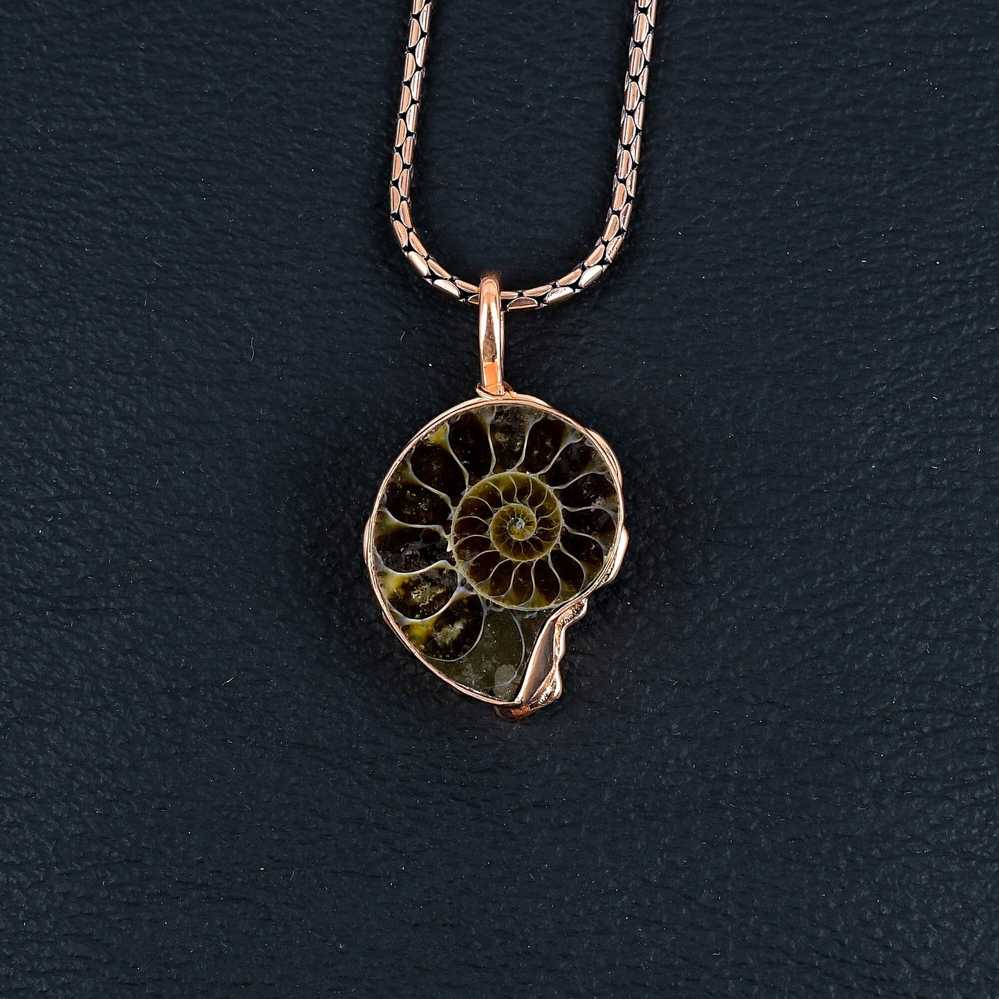 Copper Ammonite Gemstone Pendant