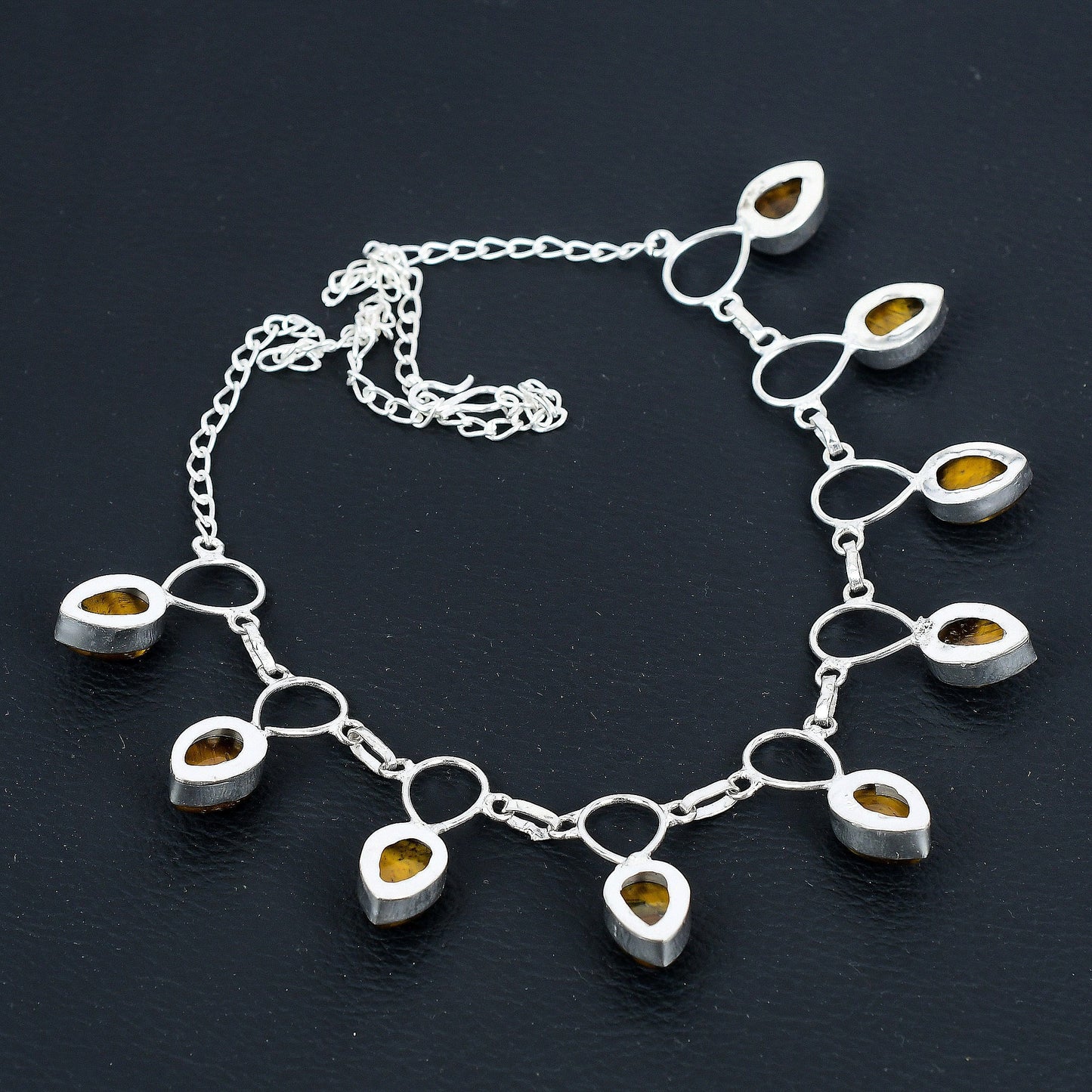 Brown Tiger Eye Sterling Silver Necklace