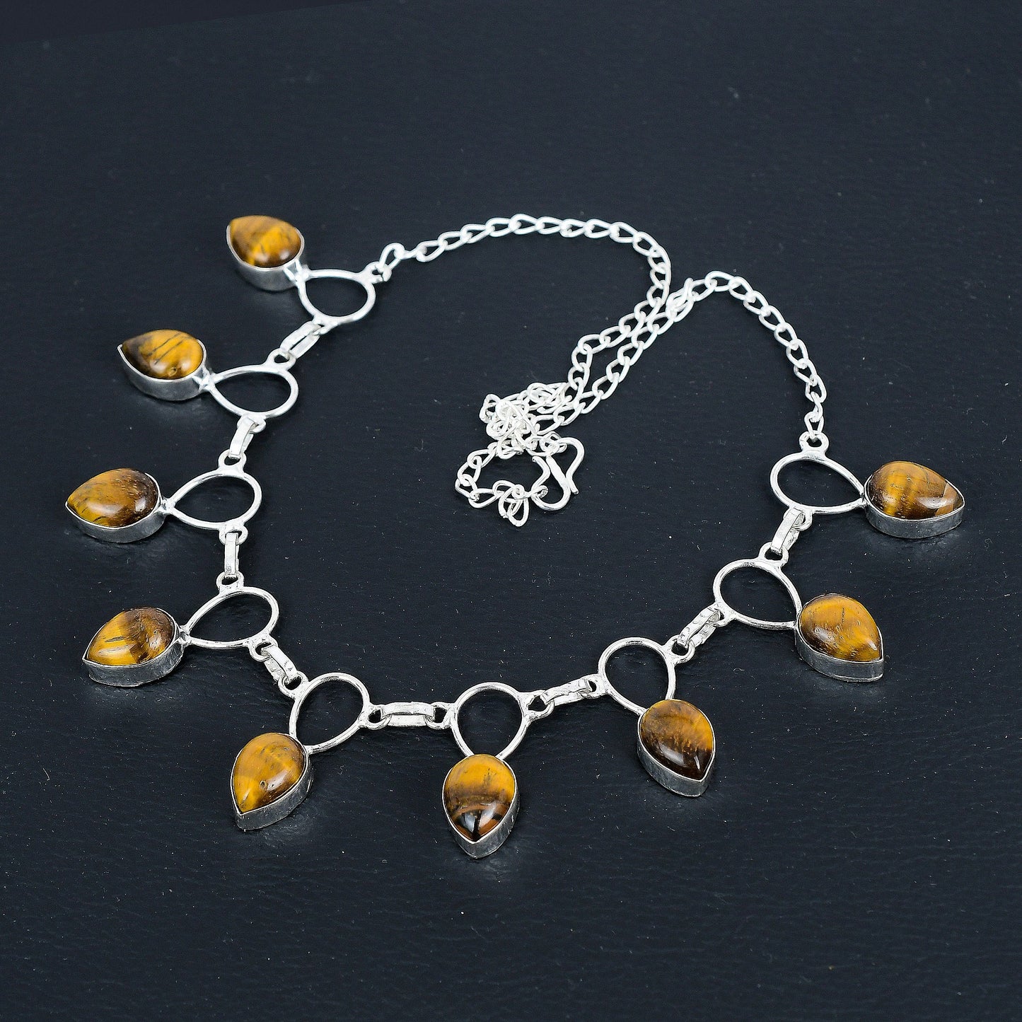 Brown Tiger Eye Sterling Silver Necklace