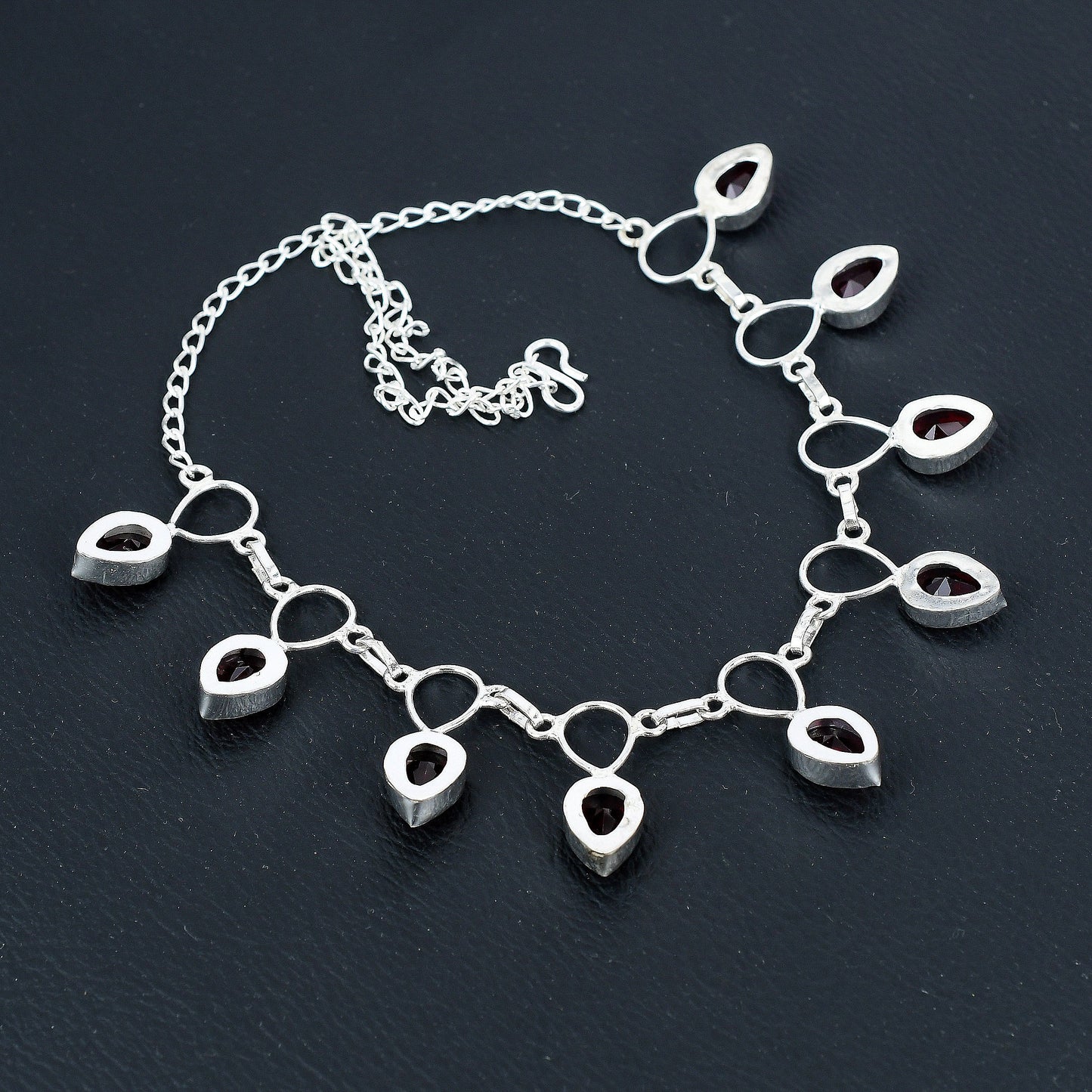 Red Garnet Sterling Silver Necklace