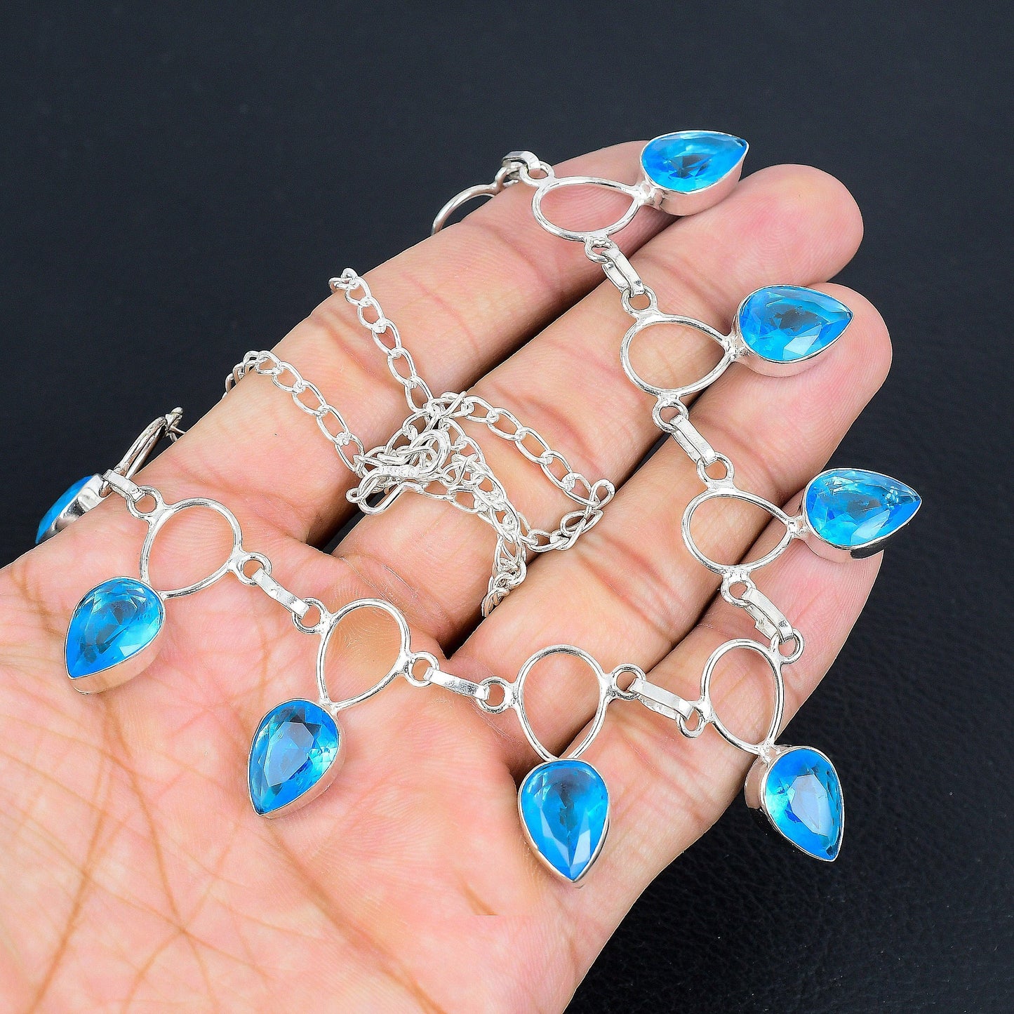 Dainty Swiss Blue Topaz Necklace