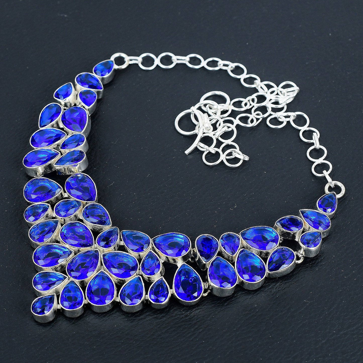 London Blue Topaz & Sapphire Silver Necklace